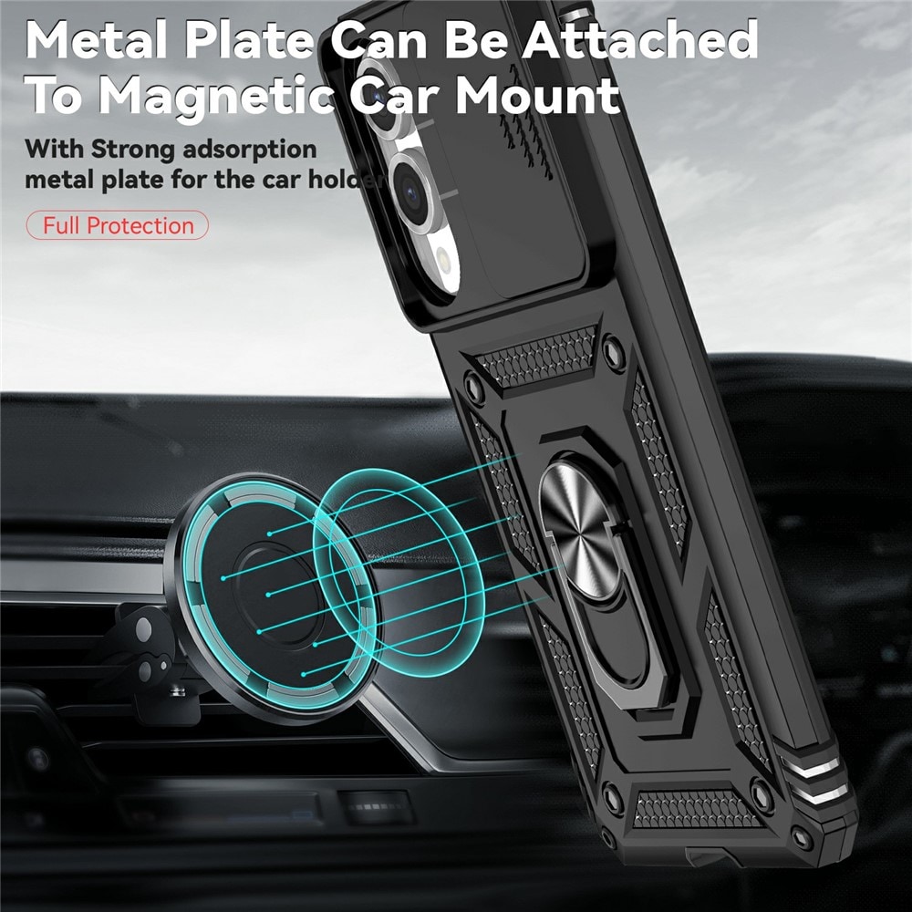 Hybriddeksel Ring + Kamerabeskyttelse Samsung Galaxy S25 Edge Svart