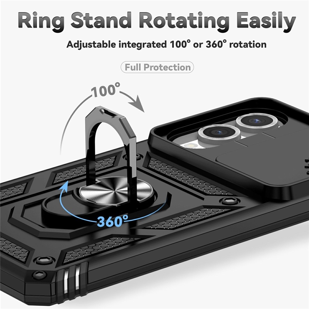 Hybriddeksel Ring + Kamerabeskyttelse Samsung Galaxy S25 Edge Svart