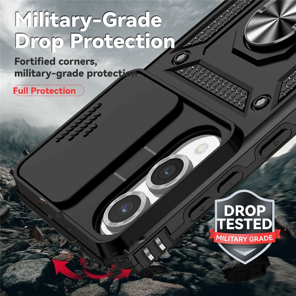 Hybriddeksel Ring + Kamerabeskyttelse Samsung Galaxy S25 Edge Svart