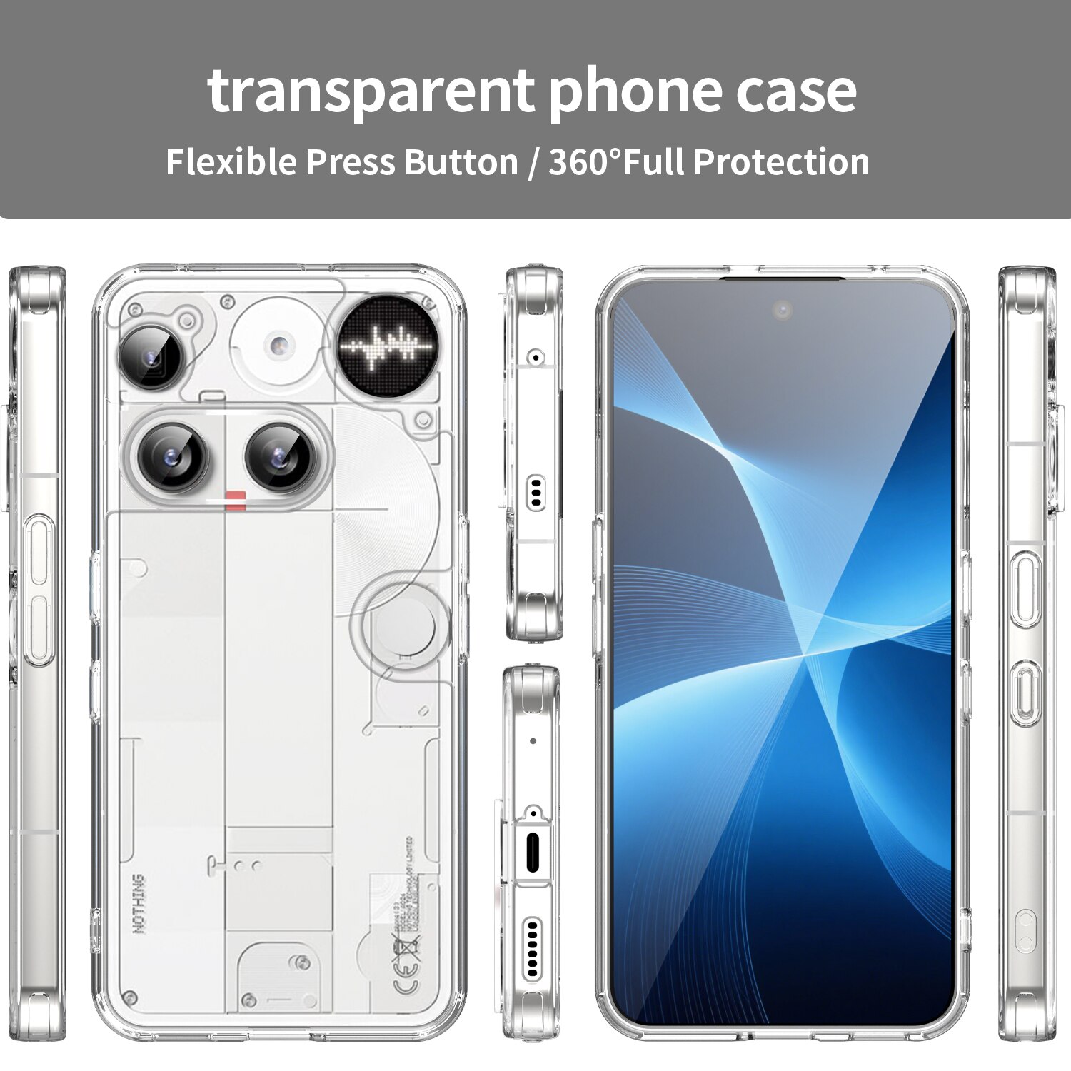 Hybriddeksel Nothing Phone 3 Gjennomsiktig
