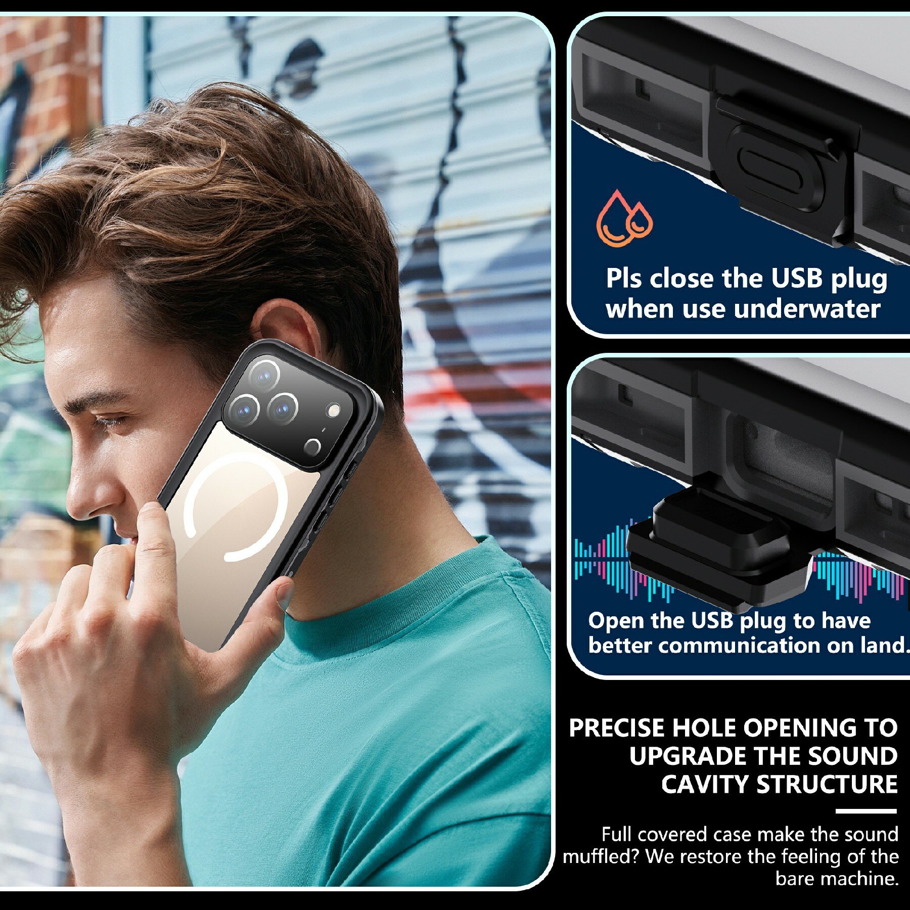 Vannbestandig Deksel iPhone 17 Pro gjennomsiktig