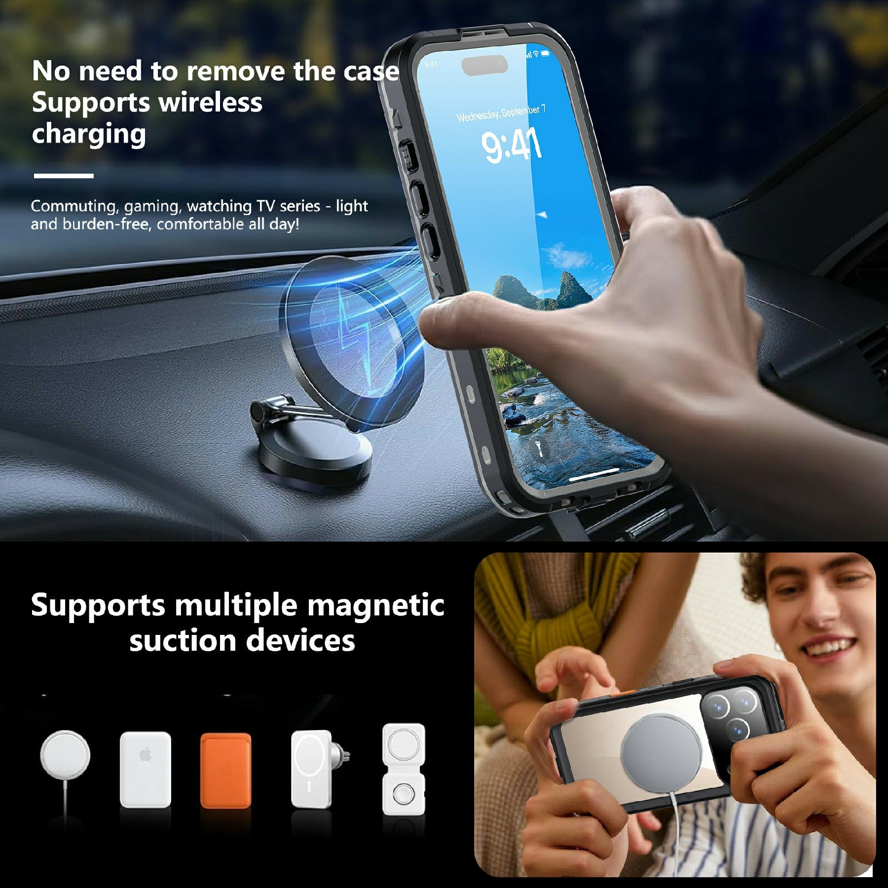 Vannbestandig Deksel iPhone 17 Pro gjennomsiktig
