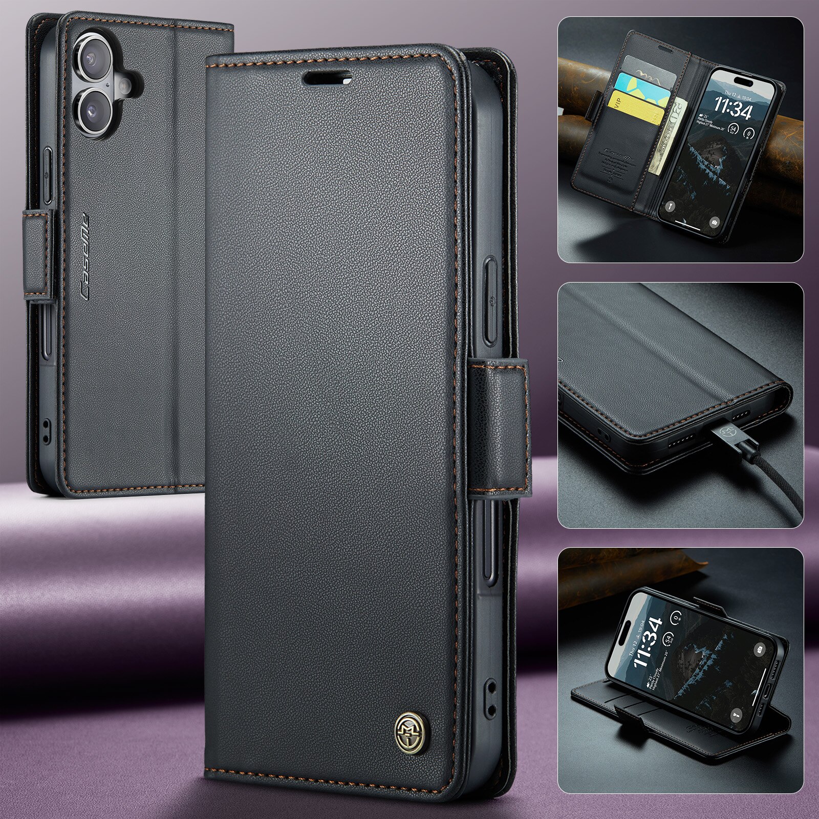RFID blocking Slim Lommebokveske iPhone 17 Svart