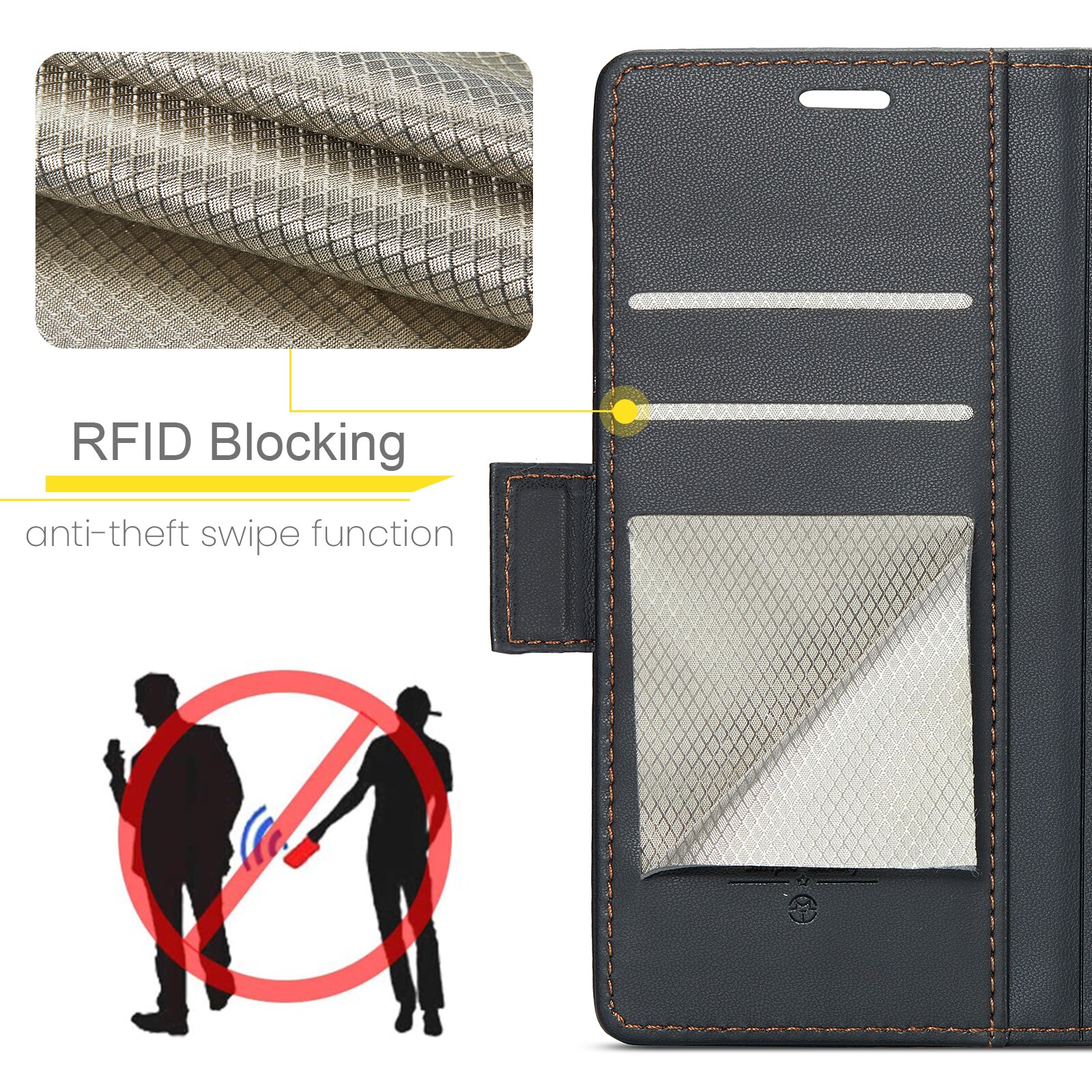 RFID blocking Slim Lommebokveske iPhone 17 Svart