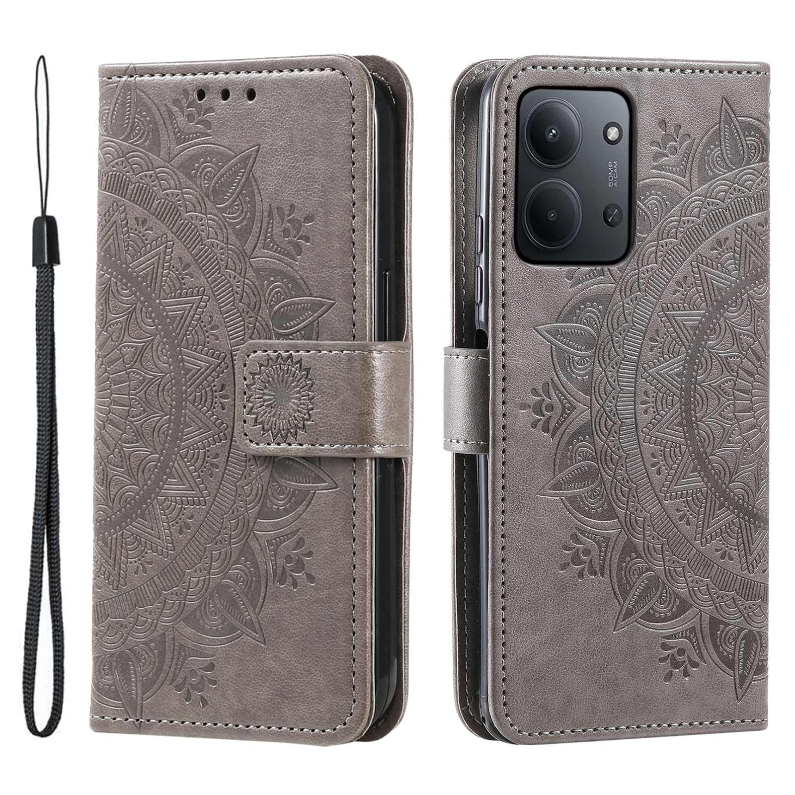 Lærveske Mandala Xiaomi Redmi 15C Grå