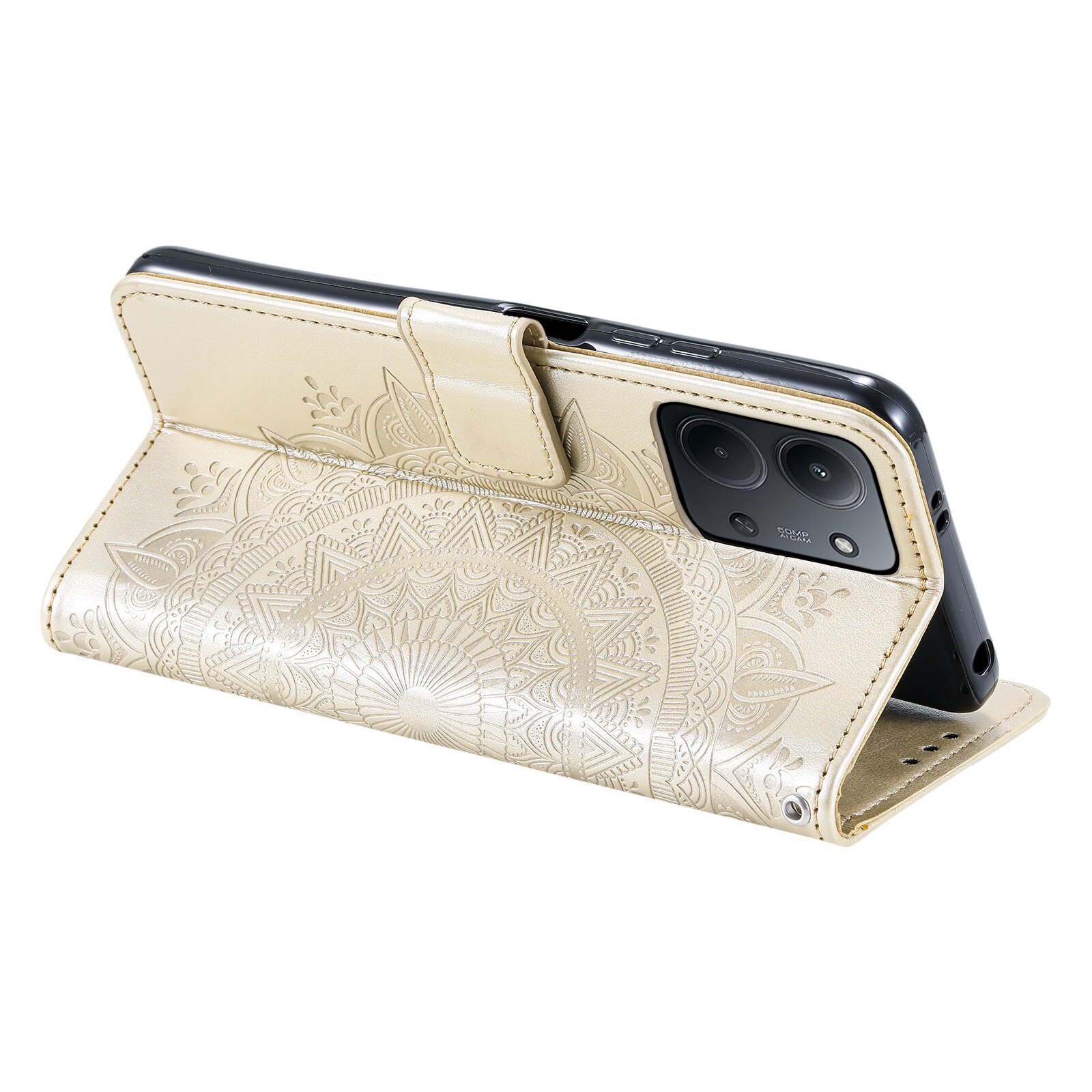 Lærveske Mandala Xiaomi Redmi 15C Gull