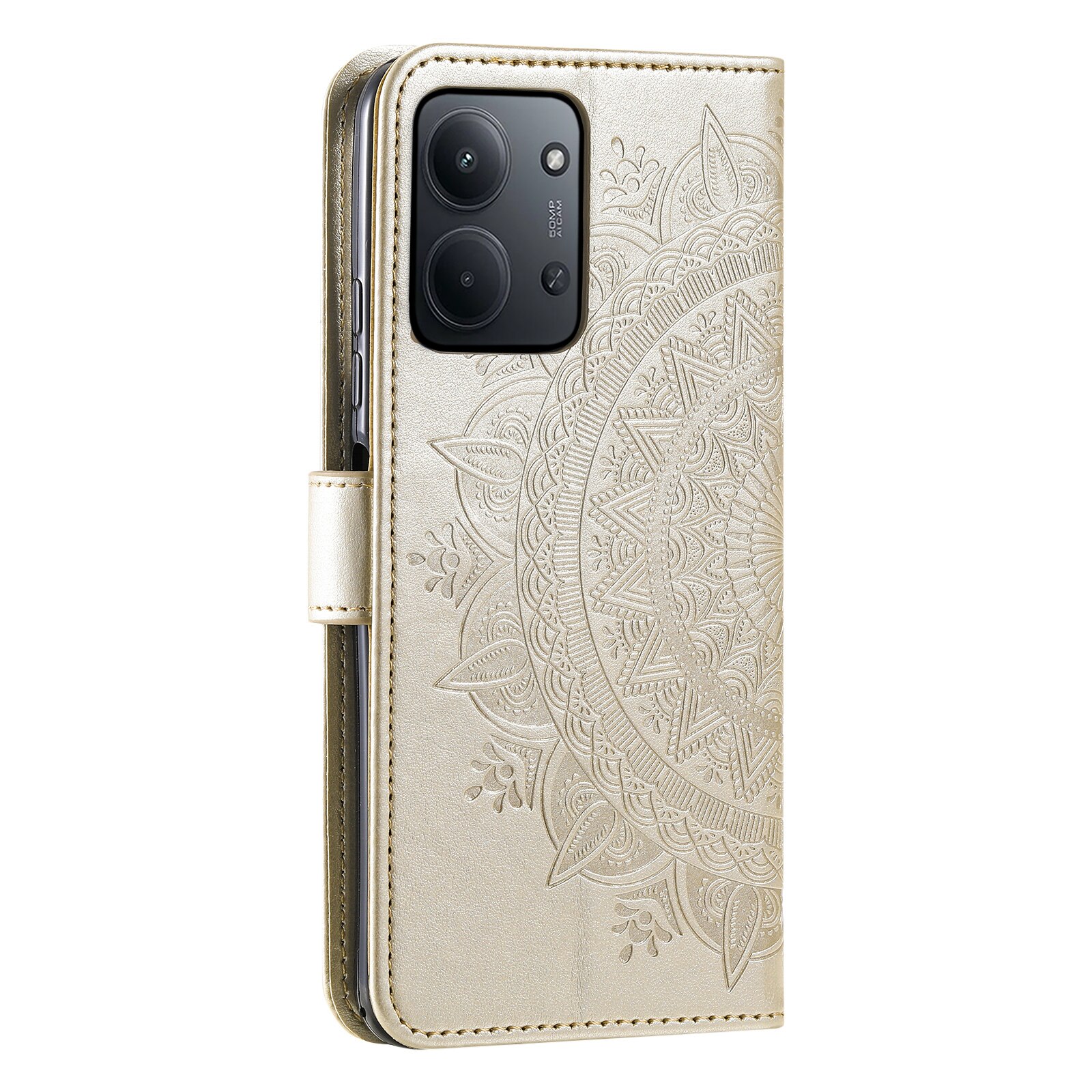 Lærveske Mandala Xiaomi Redmi 15C Gull