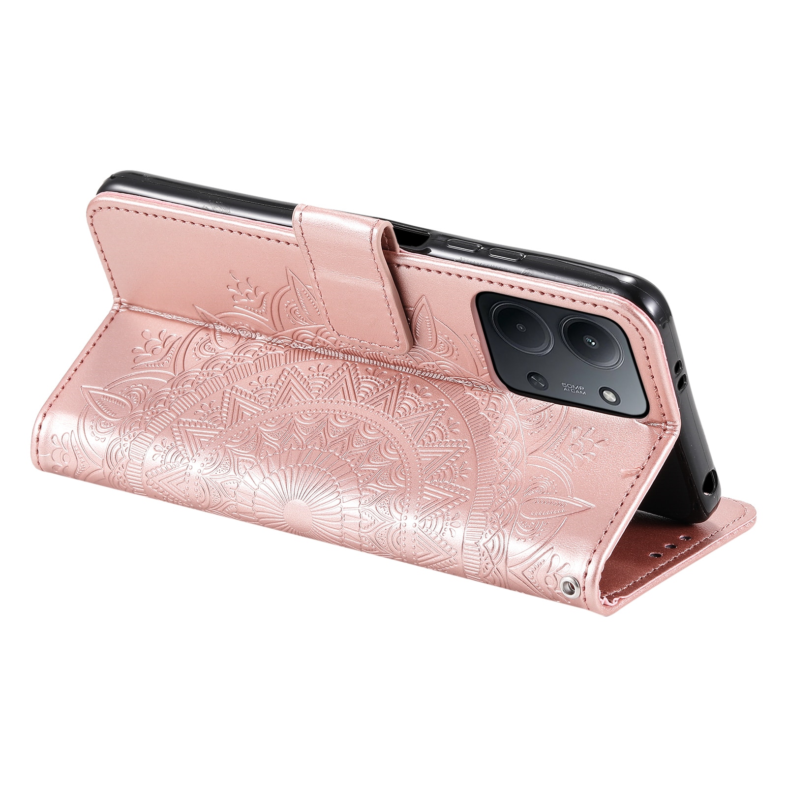 Lærveske Mandala Xiaomi Redmi 15C Rosegull