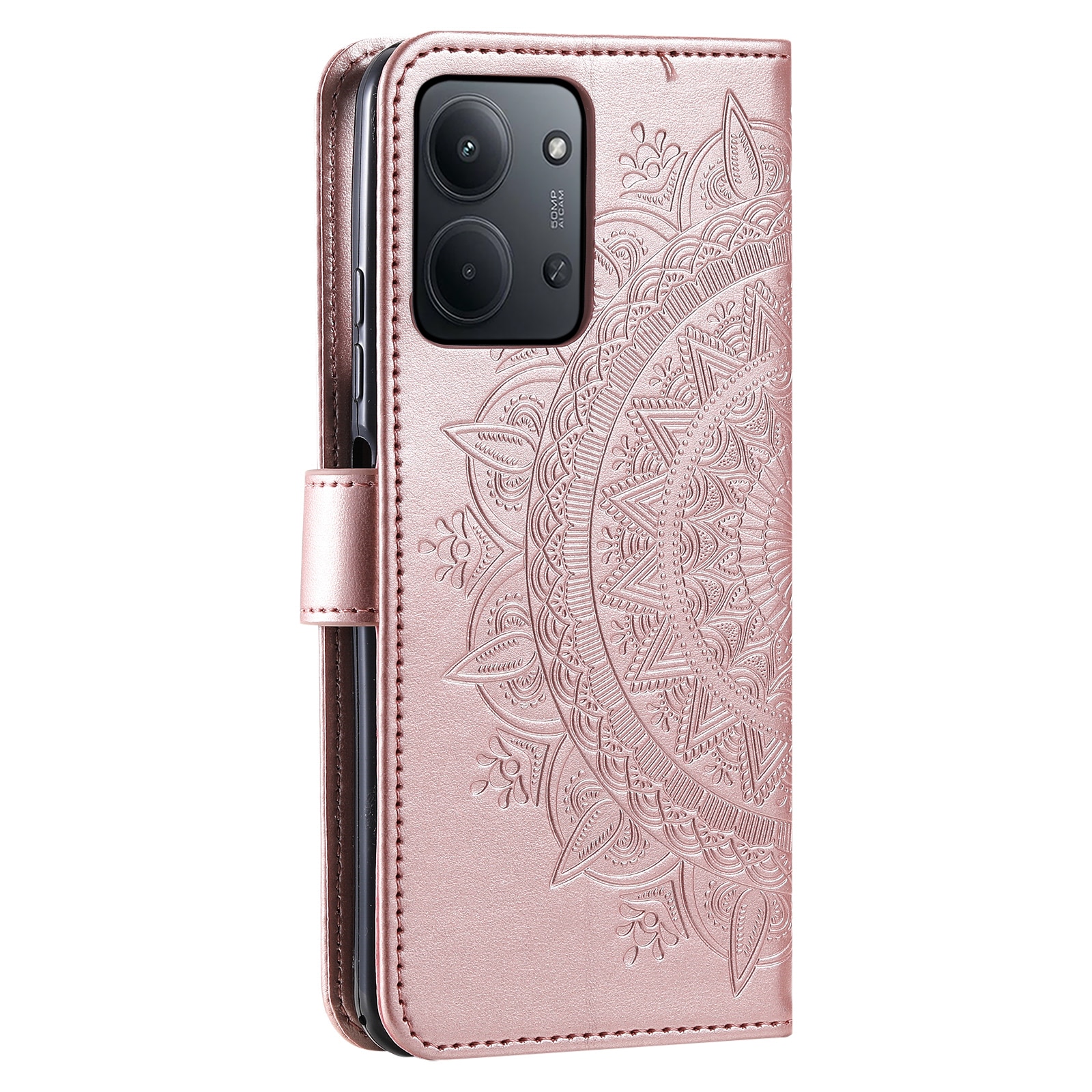 Lærveske Mandala Xiaomi Redmi 15C Rosegull