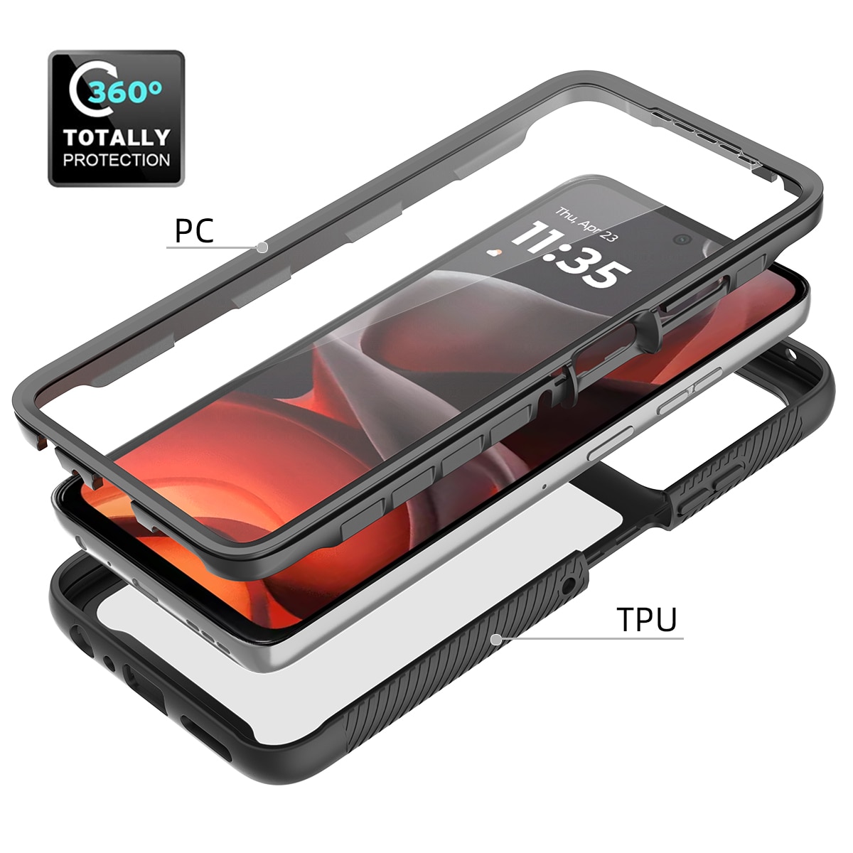 Full Protection Case Motorola Moto G56 Svart