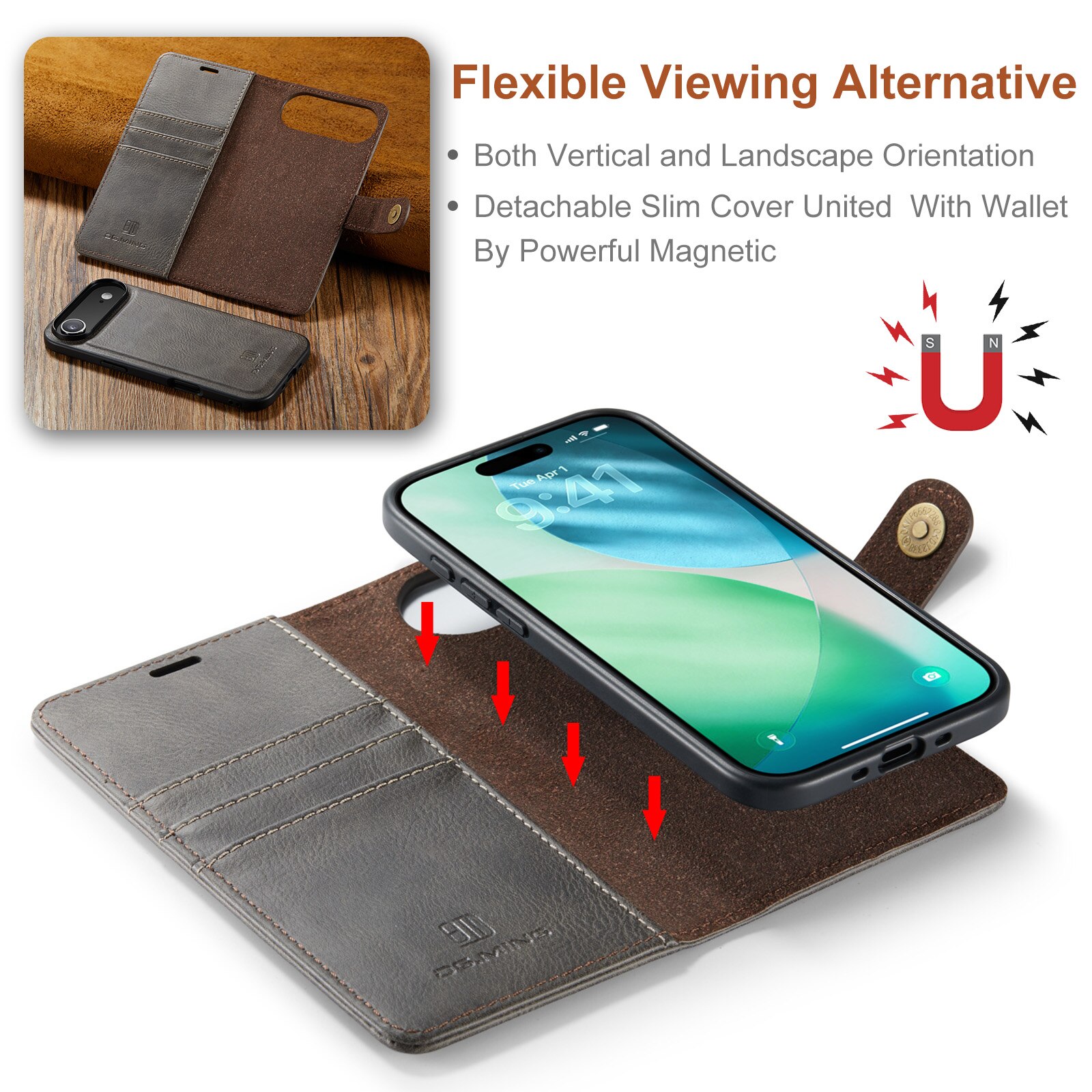 Magnet Wallet iPhone 17 Air Brown
