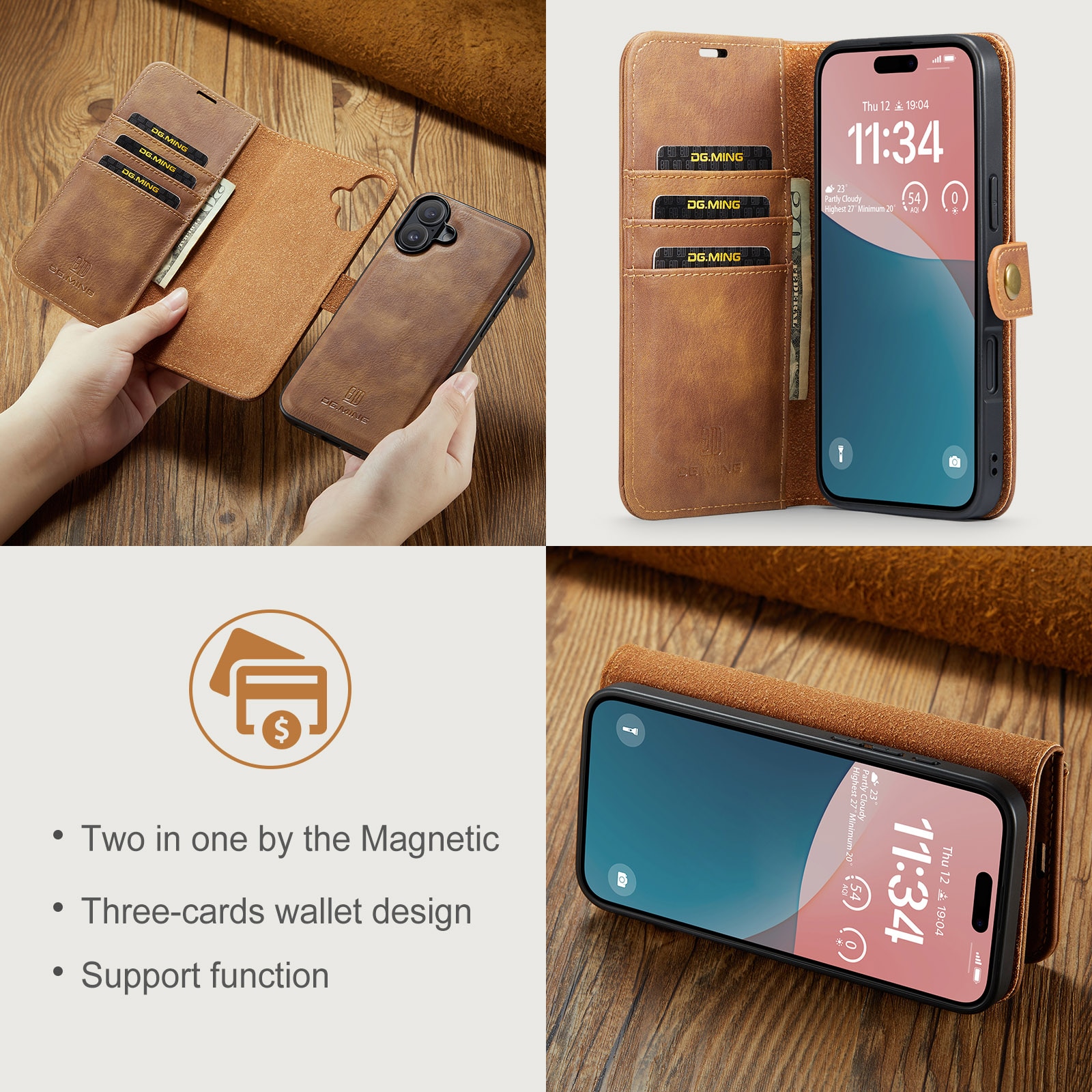 Magnet Wallet iPhone 17 Cognac