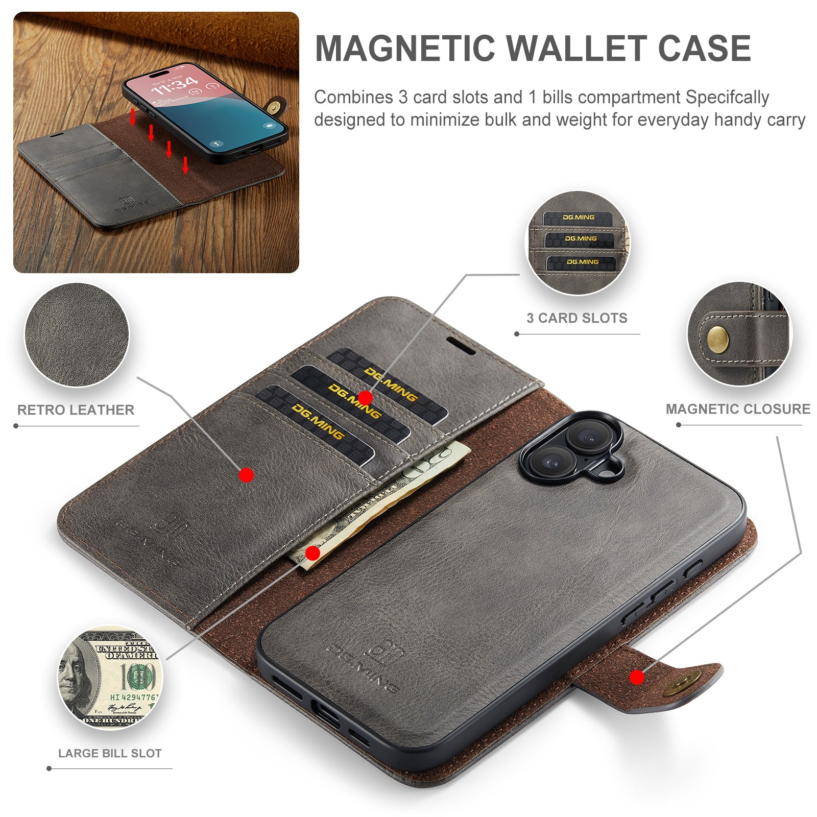Magnet Wallet iPhone 17 Brown