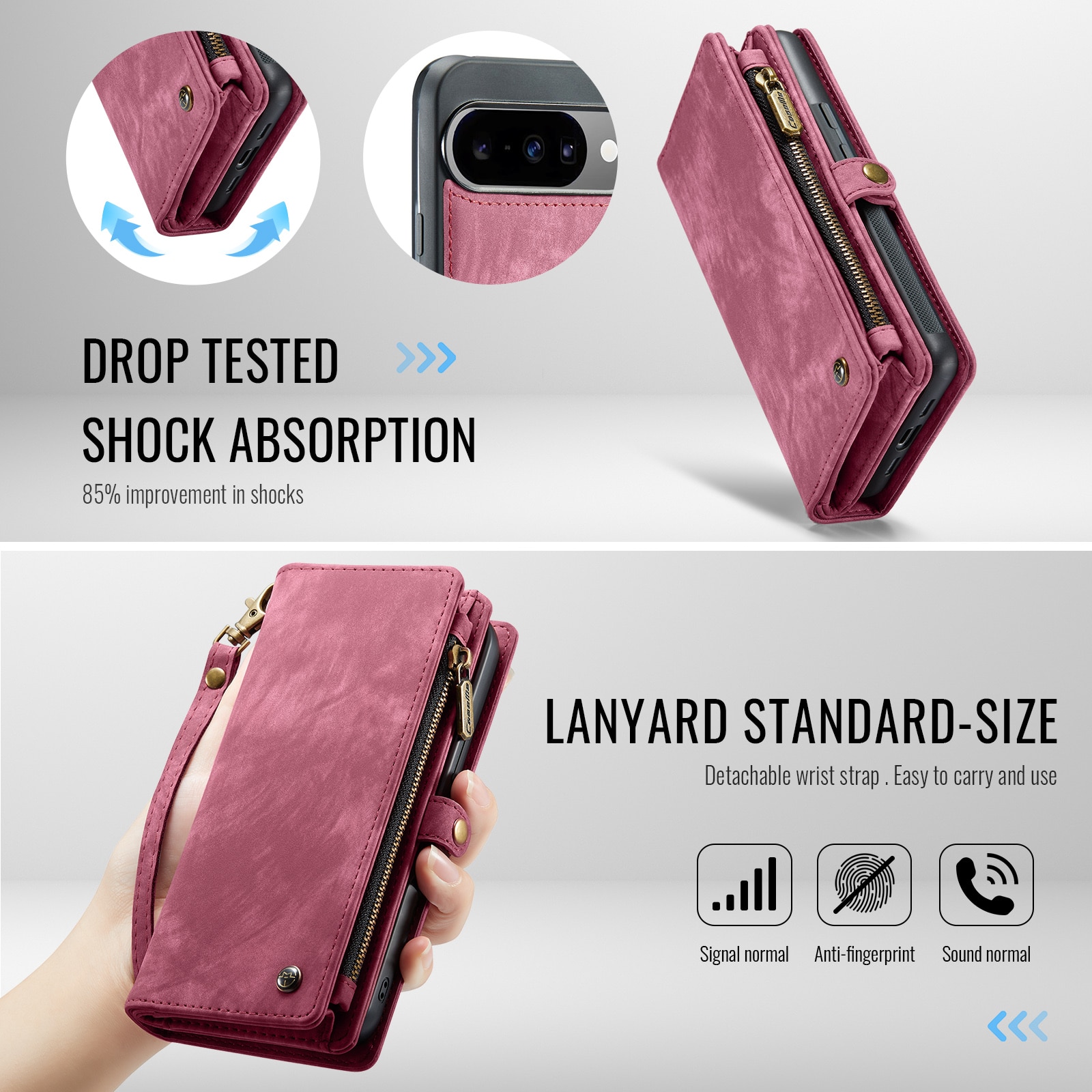 Multi-slot Lommeboksetui Google Pixel 10 Pro Rød