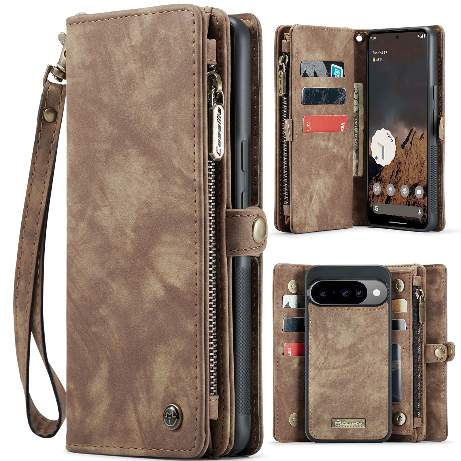 Multi-slot Lommeboksetui Google Pixel 10 Brun
