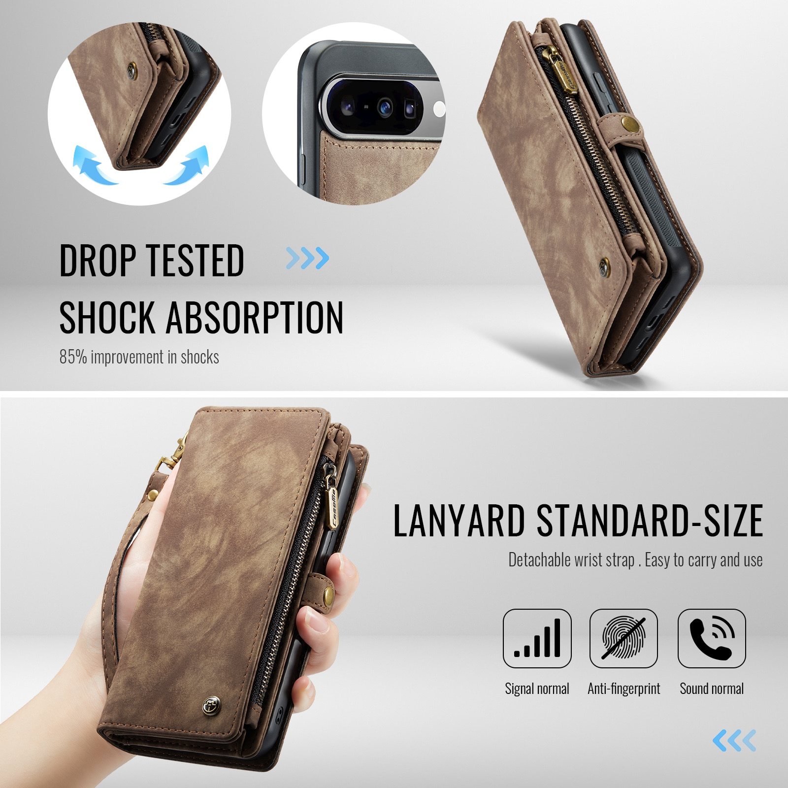 Multi-slot Lommeboksetui Google Pixel 10 Brun