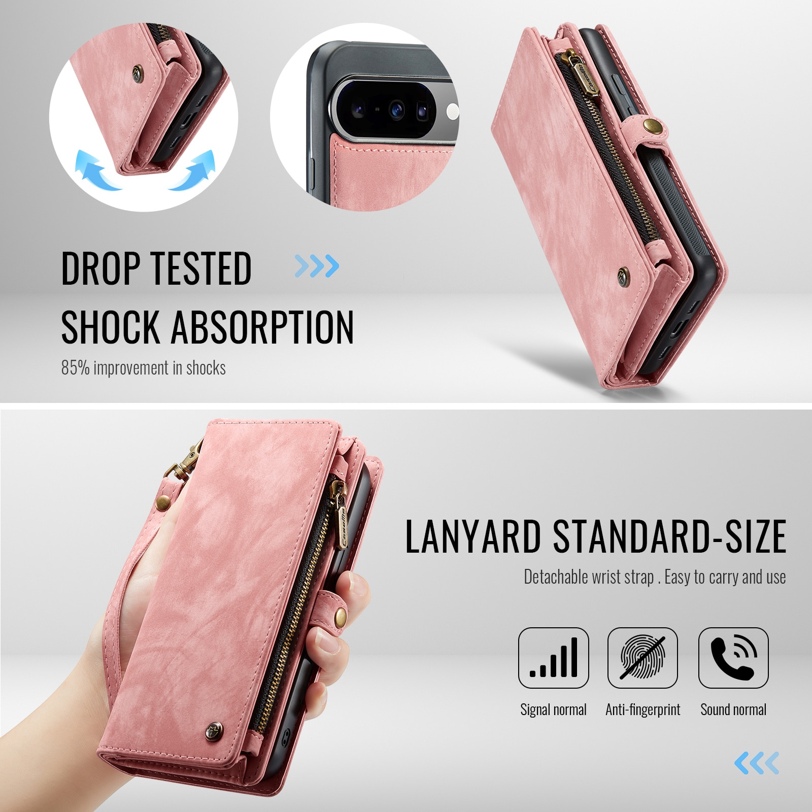 Multi-slot Lommeboksetui Google Pixel 10 Pro Rosa