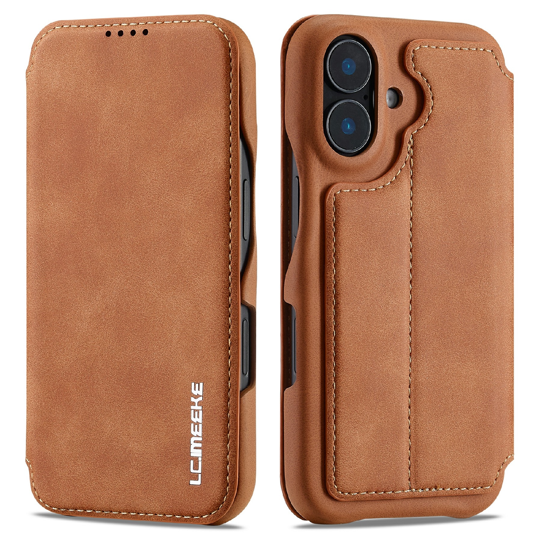 Slim Lommebokdeksel iPhone 17 Cognac