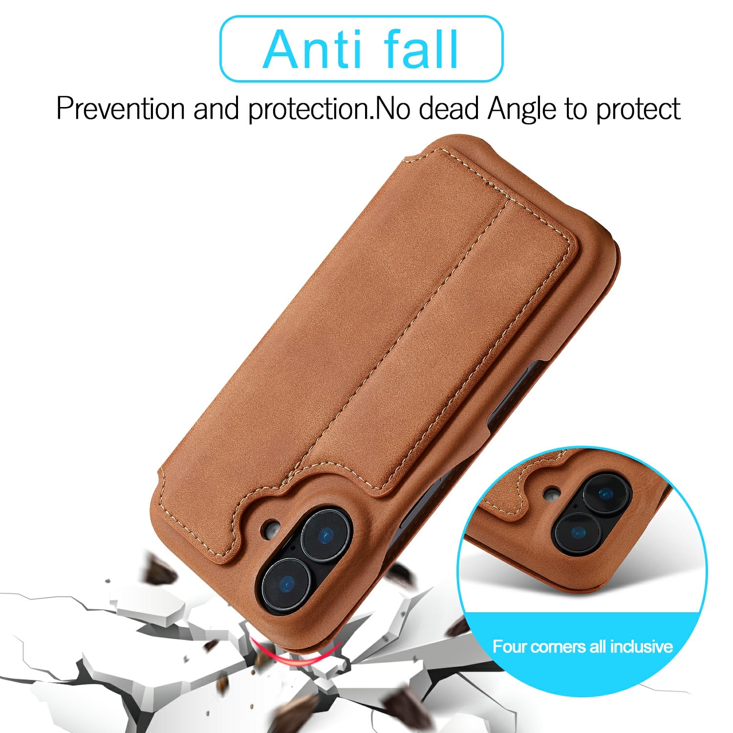 Slim Lommebokdeksel iPhone 17 Cognac
