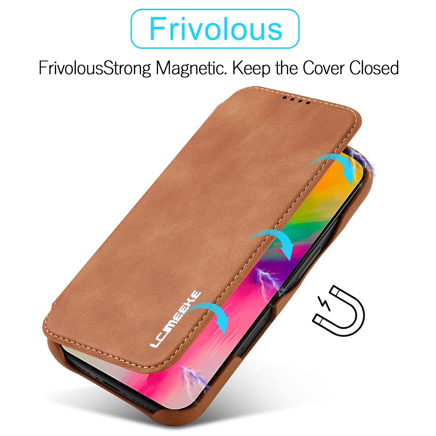 Slim Lommebokdeksel iPhone 17 Cognac