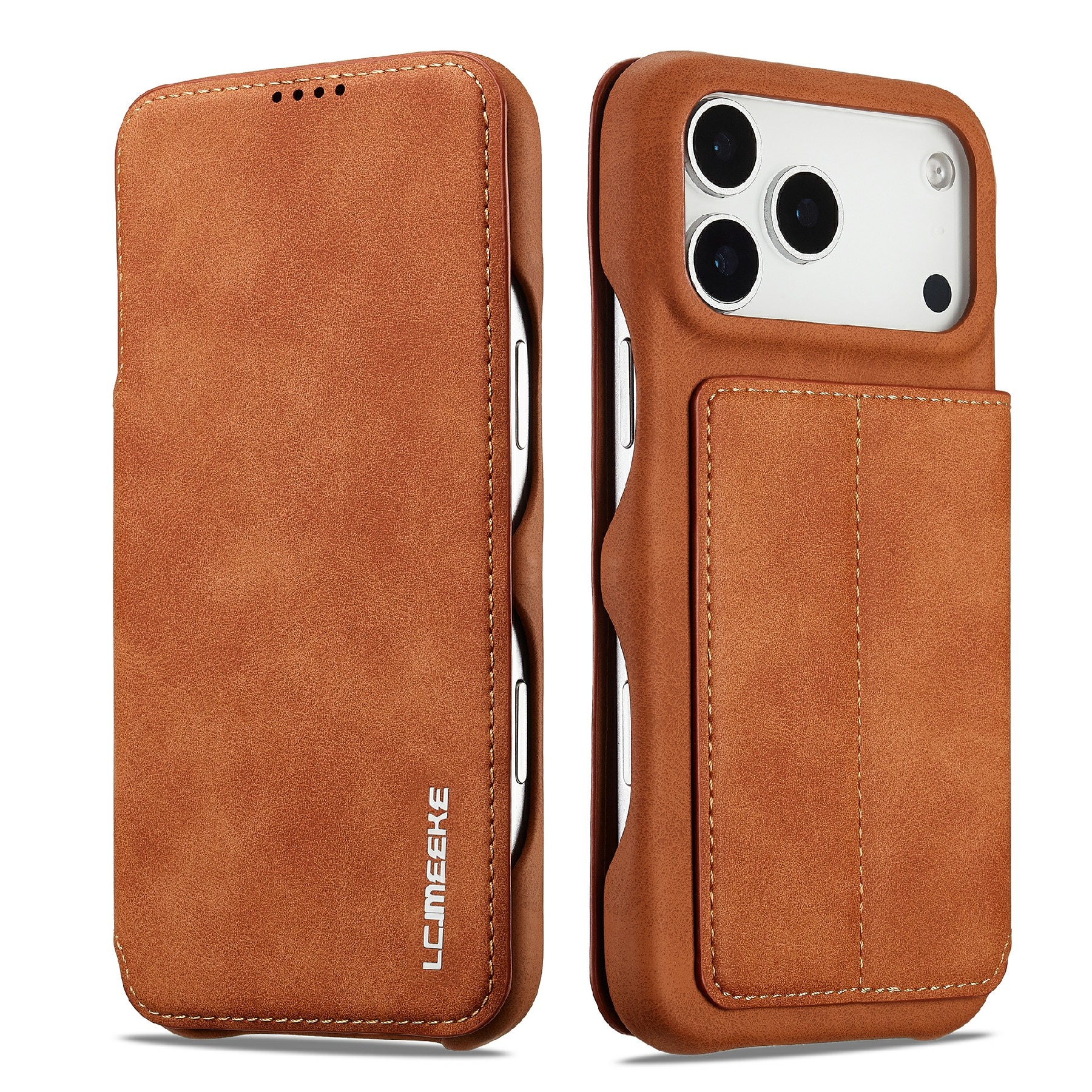 Slim Lommebokdeksel iPhone 17 Pro Cognac