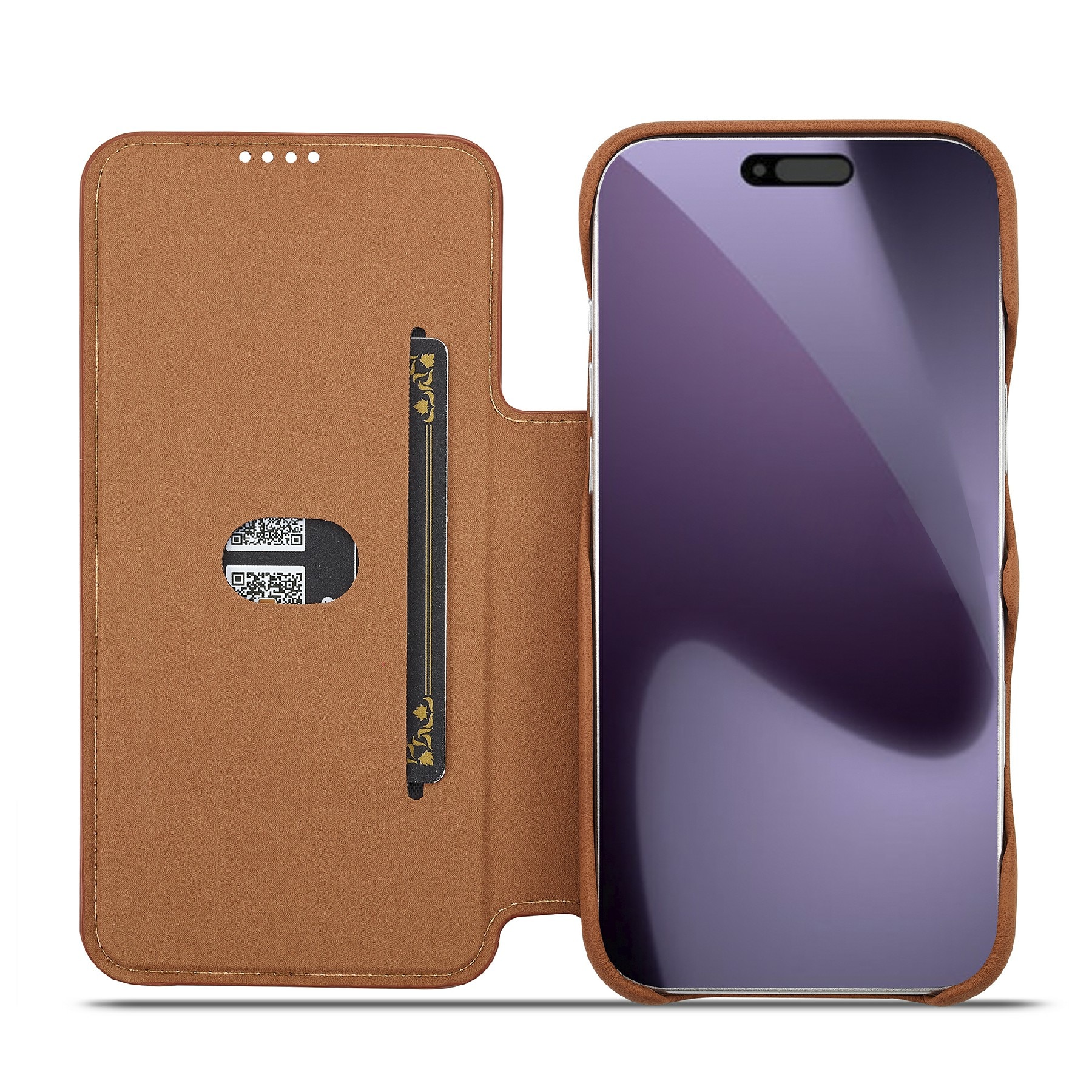 Slim Lommebokdeksel iPhone 17 Pro Cognac