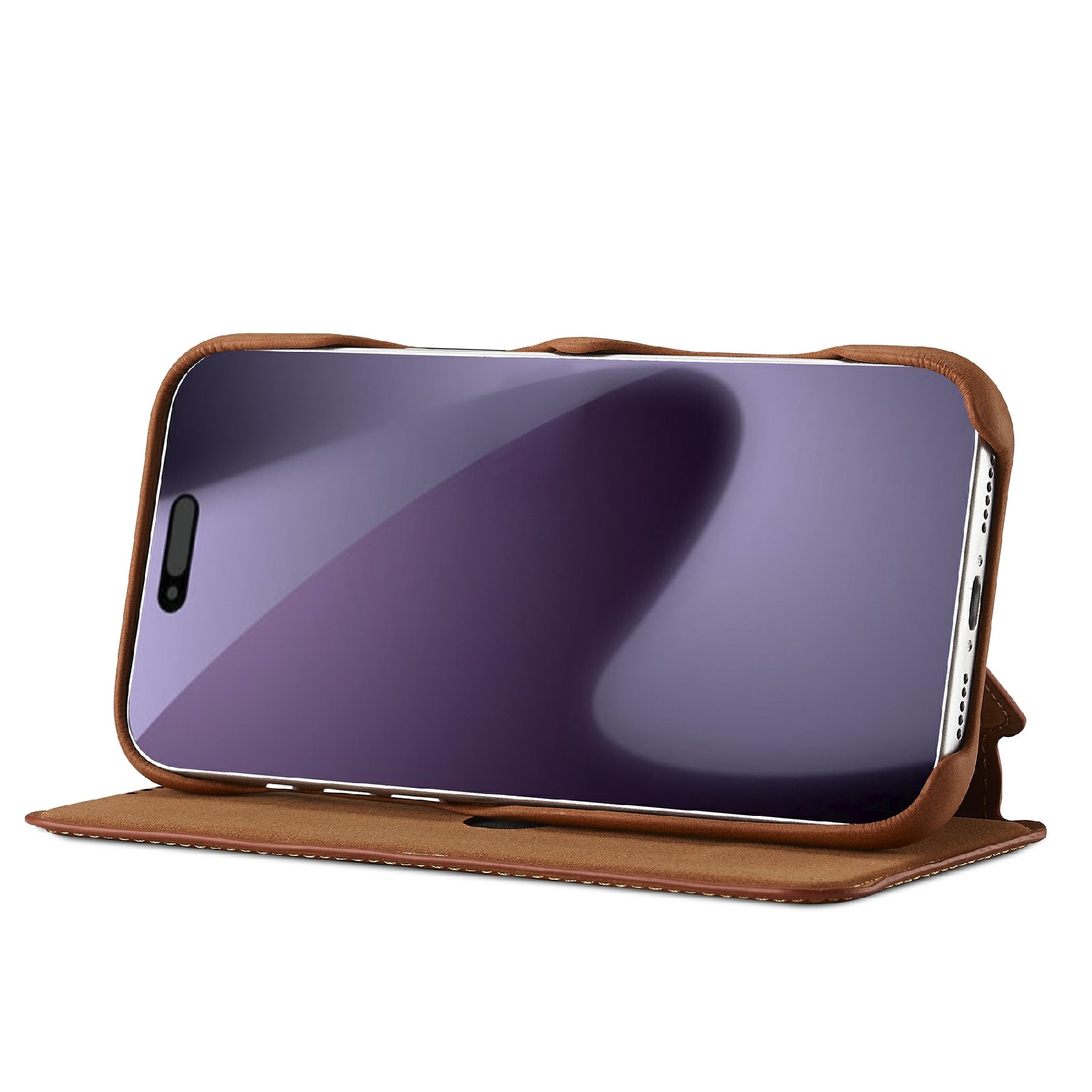 Slim Lommebokdeksel iPhone 17 Pro Cognac