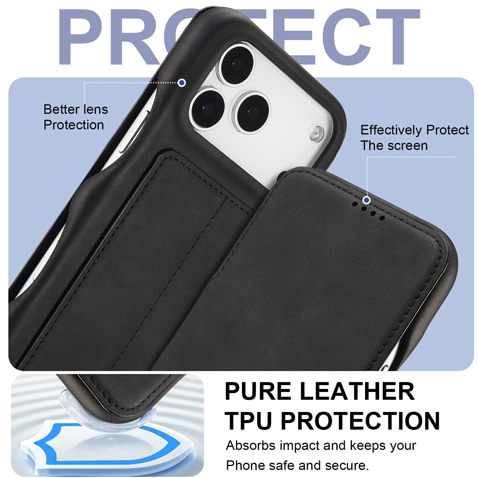 Slim Lommebokdeksel iPhone 17 Pro Max Svart