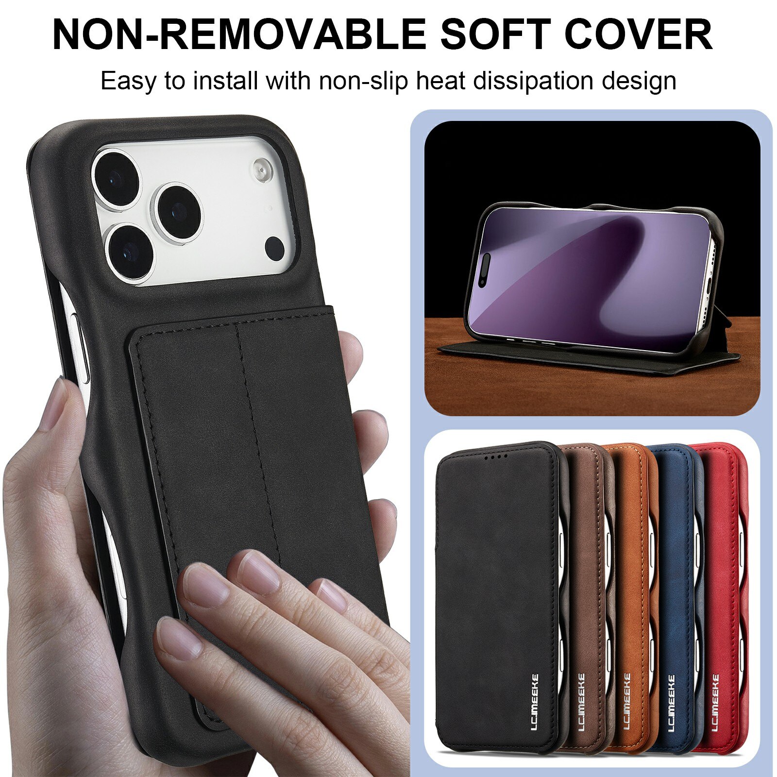 Slim Lommebokdeksel iPhone 17 Pro Max Svart