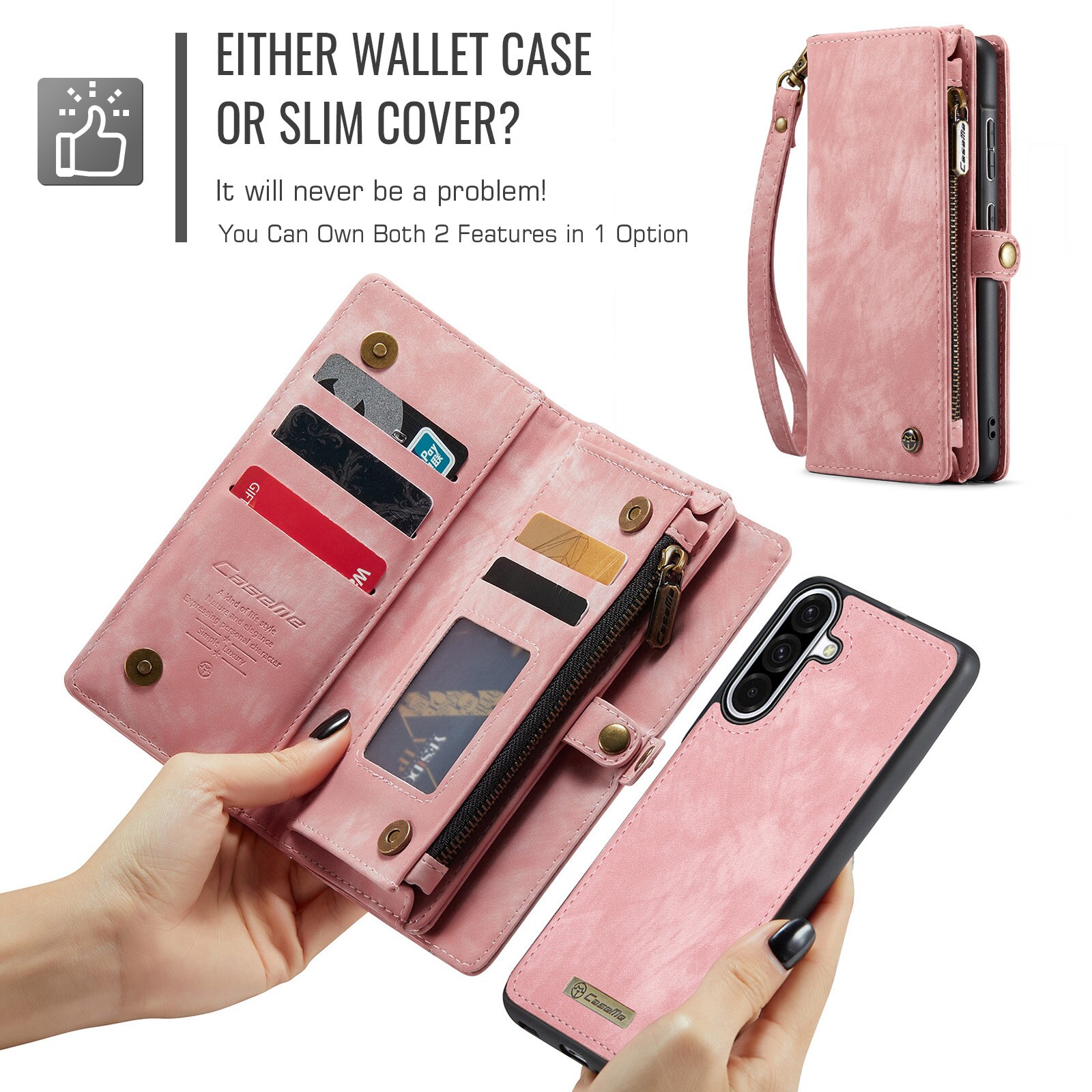 Multi-slot Lommeboksetui Samsung Galaxy A17 Rosa
