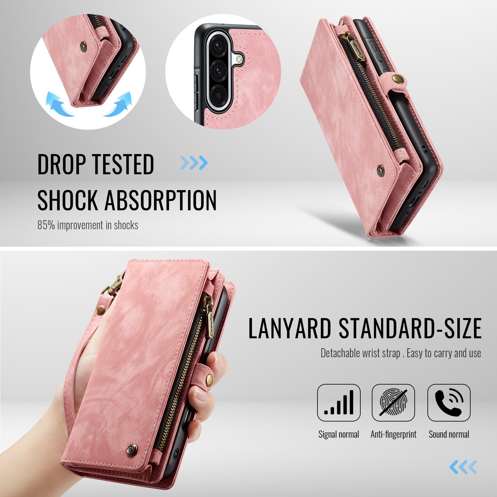 Multi-slot Lommeboksetui Samsung Galaxy A17 Rosa