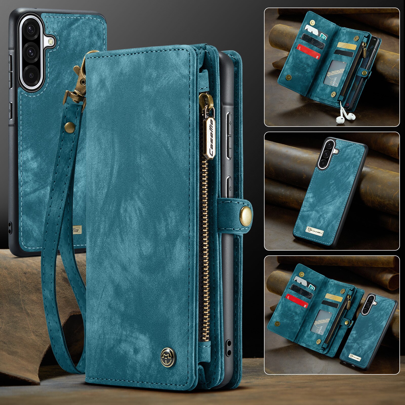 Multi-slot Lommeboksetui Samsung Galaxy A17 Blå