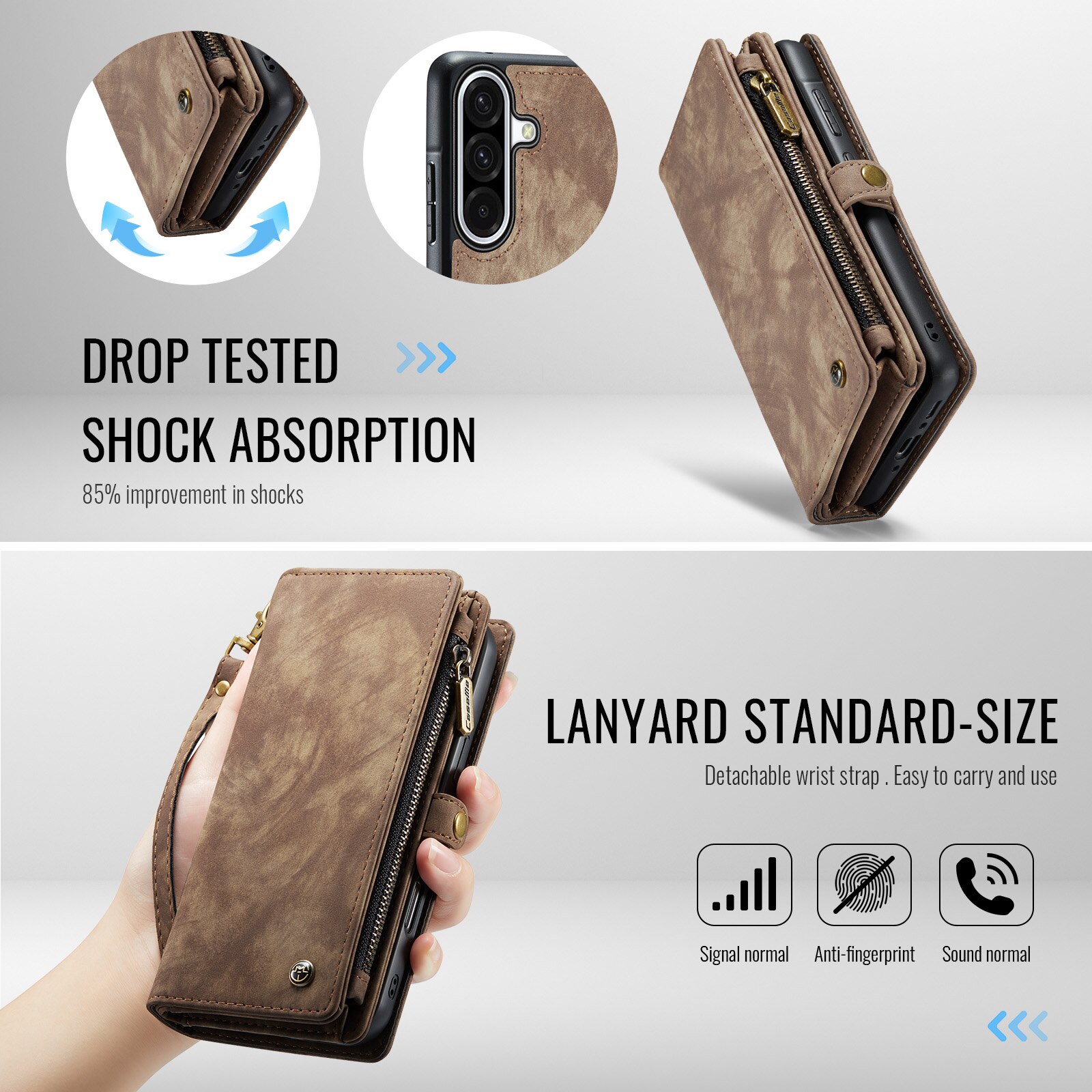 Multi-slot Lommeboksetui Samsung Galaxy A17 Brun