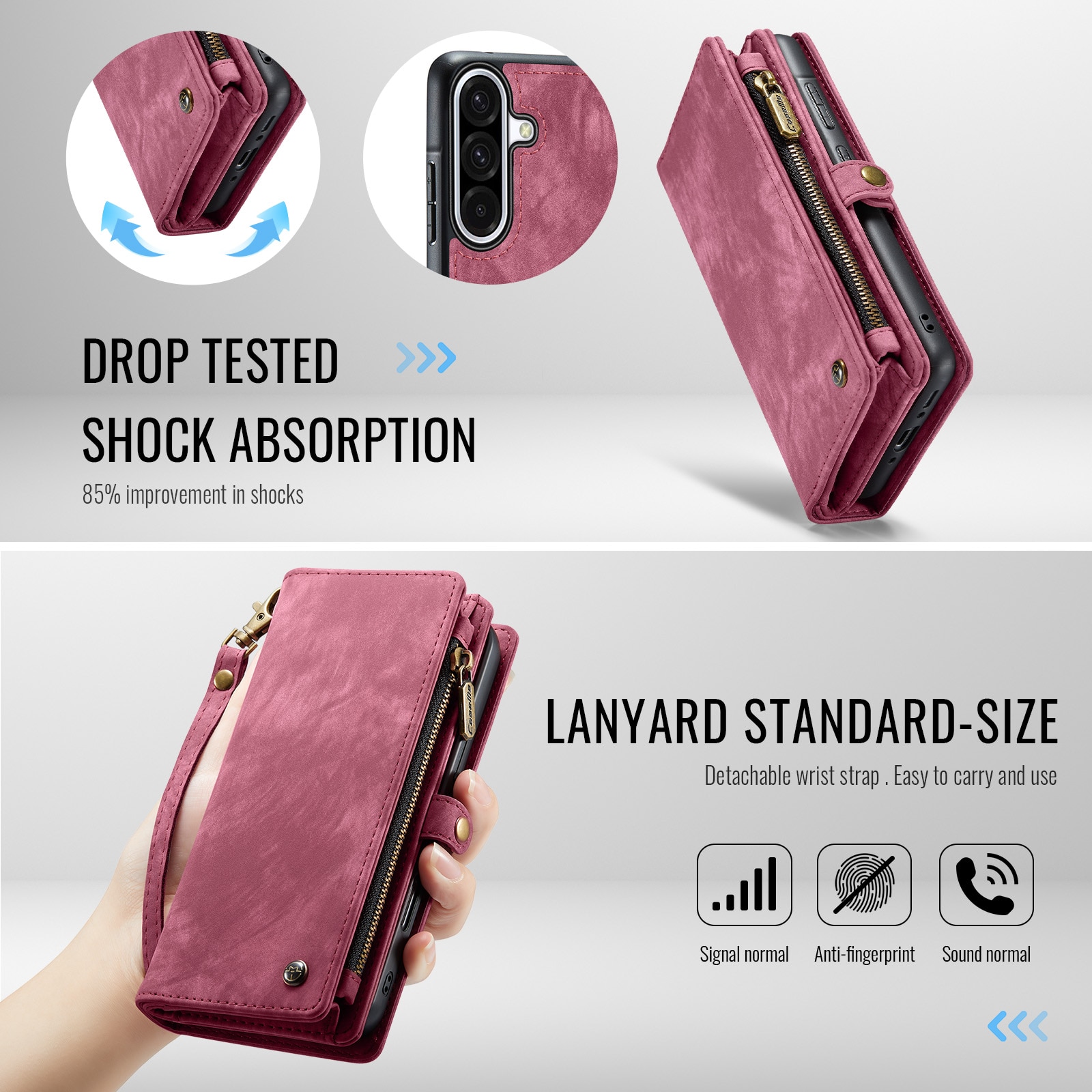 Multi-slot Lommeboksetui Samsung Galaxy A17 Rød