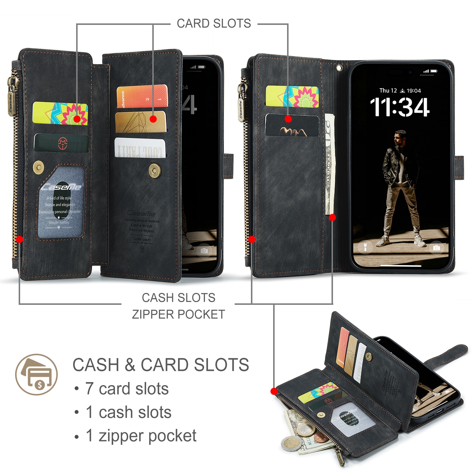 Zipper Wallet iPhone 17 Svart
