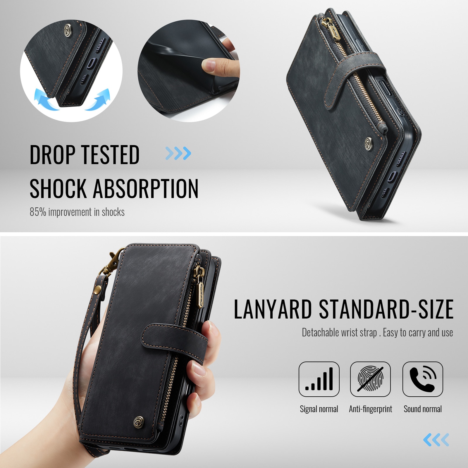 Zipper Wallet iPhone 17 Svart