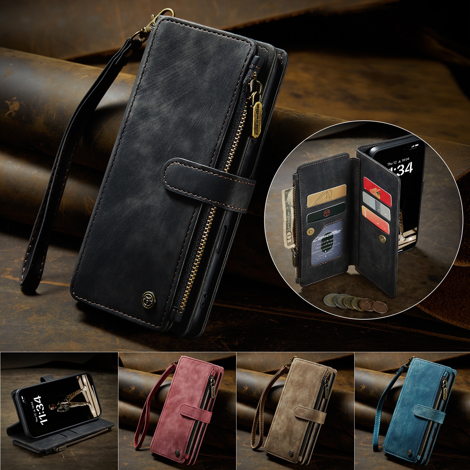 Zipper Wallet iPhone 17 Svart