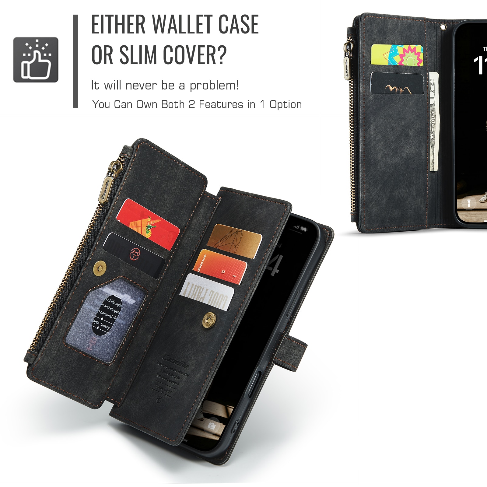 Zipper Wallet iPhone 17 Svart