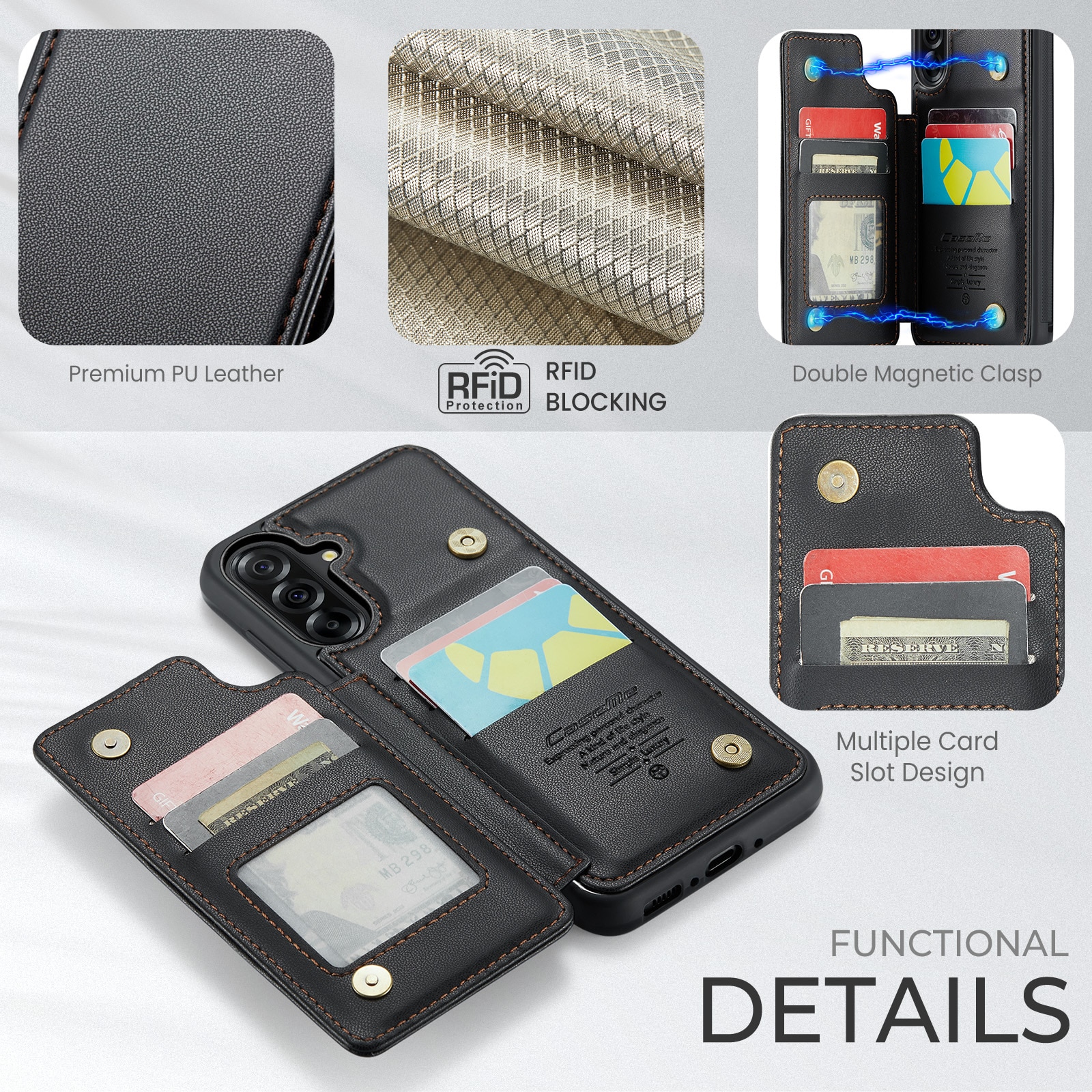 RFID blocking Lommebokdeksel Samsung Galaxy A17 svart