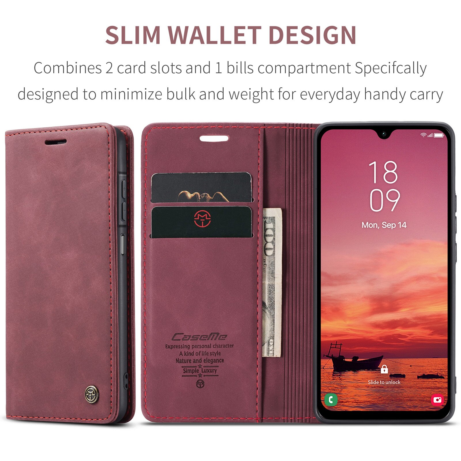 Slim Lommebokveske Samsung Galaxy A17 Rød