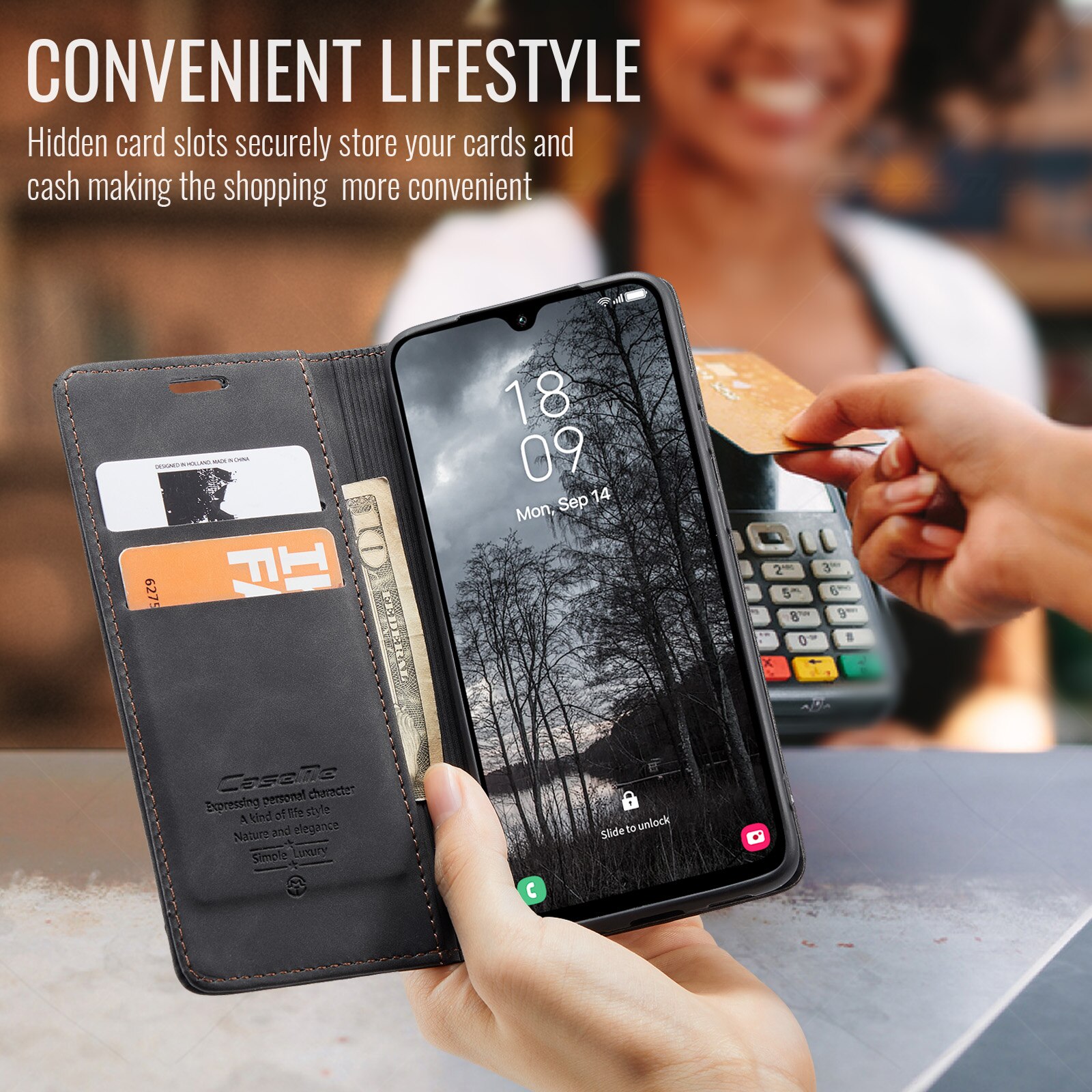 Slim Lommebokveske Samsung Galaxy A17 Svart