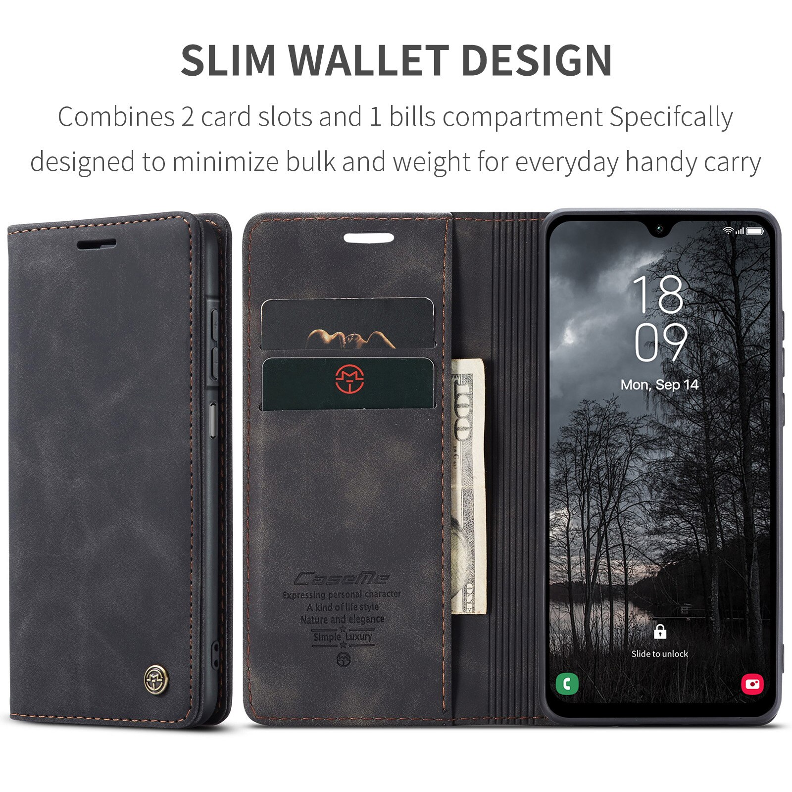 Slim Lommebokveske Samsung Galaxy A17 Svart