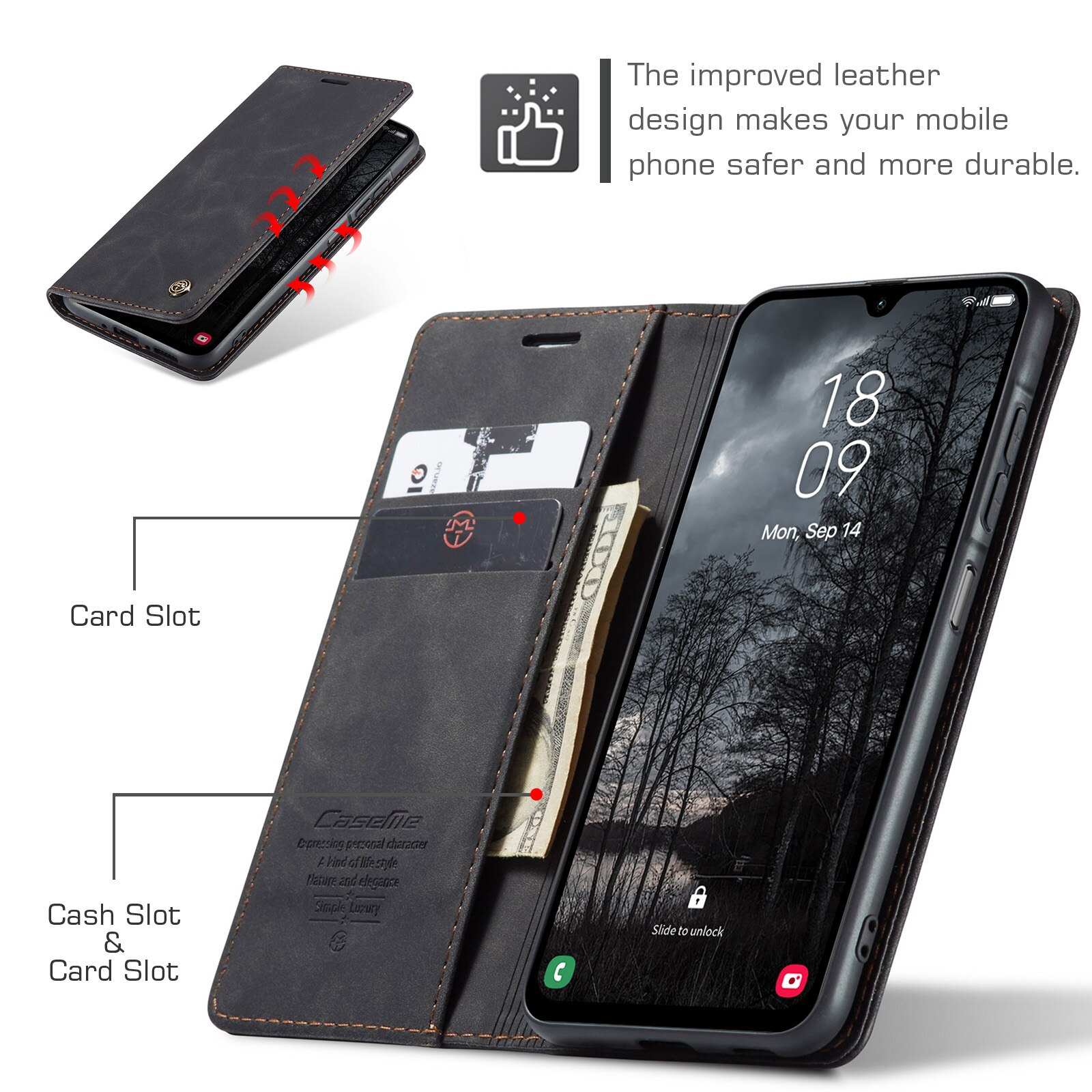 Slim Lommebokveske Samsung Galaxy A17 Svart
