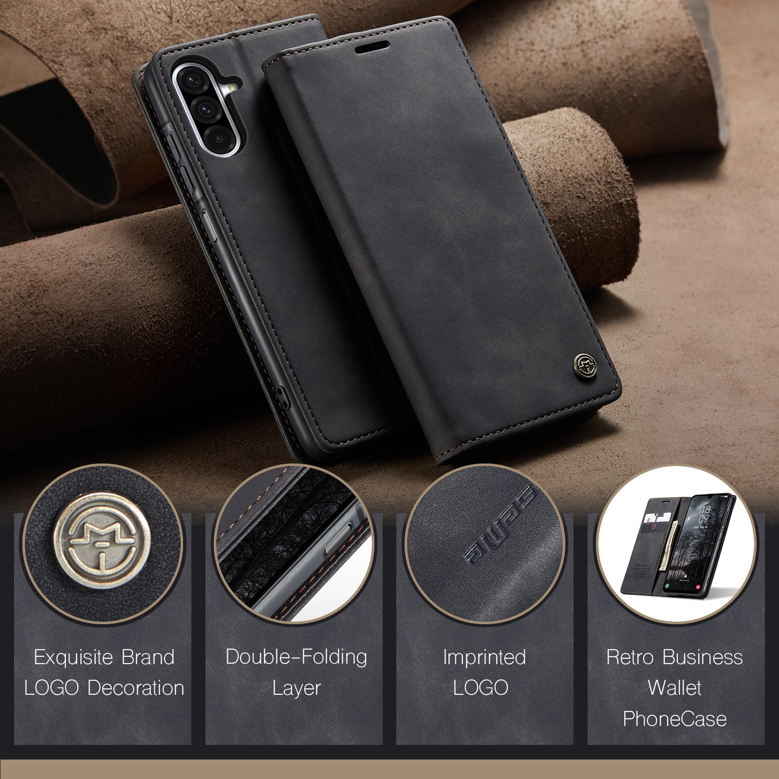 Slim Lommebokveske Samsung Galaxy A17 Svart