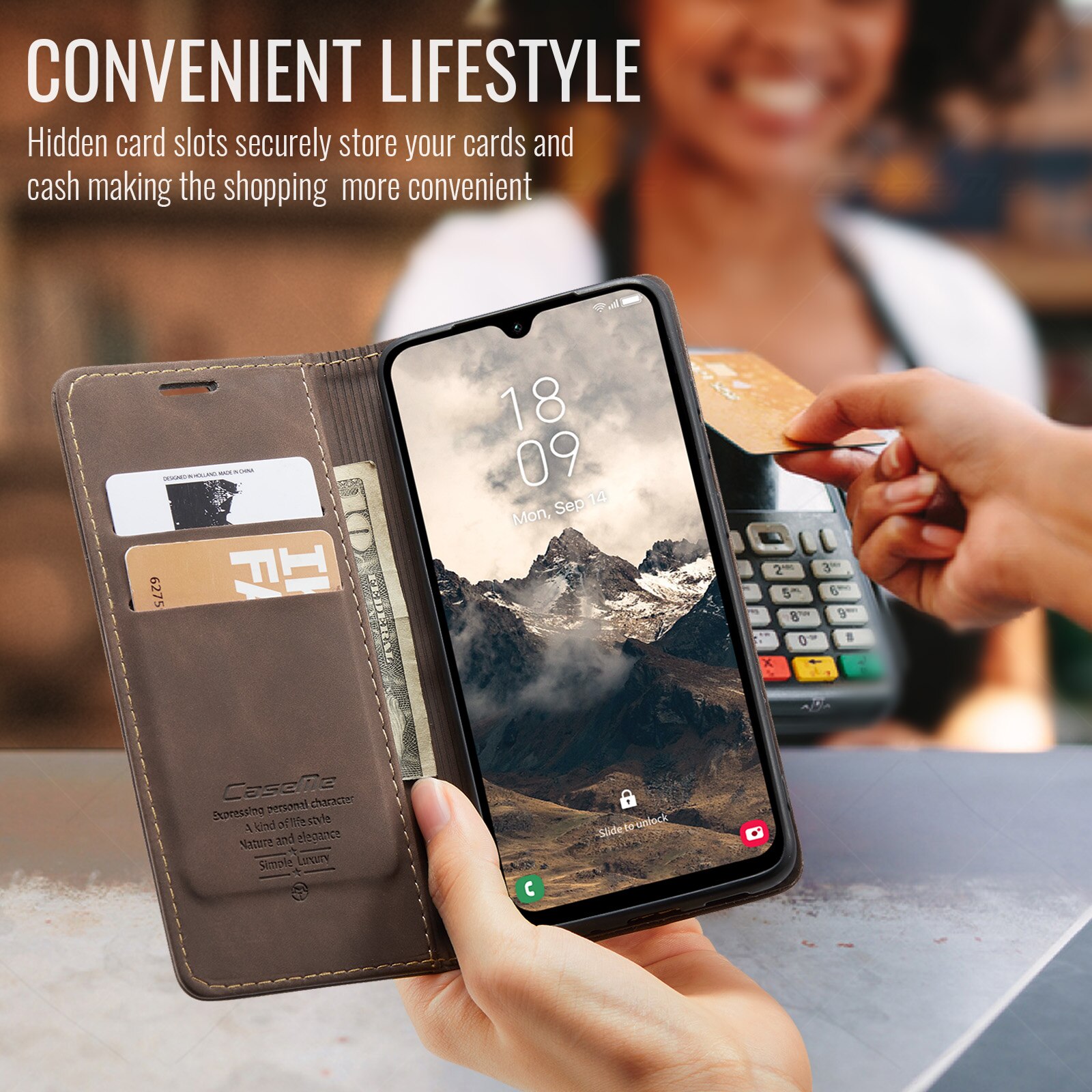 Slim Lommebokveske Samsung Galaxy A17 Brun