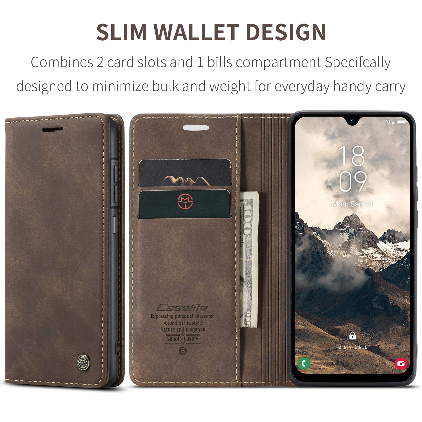 Slim Lommebokveske Samsung Galaxy A17 Brun