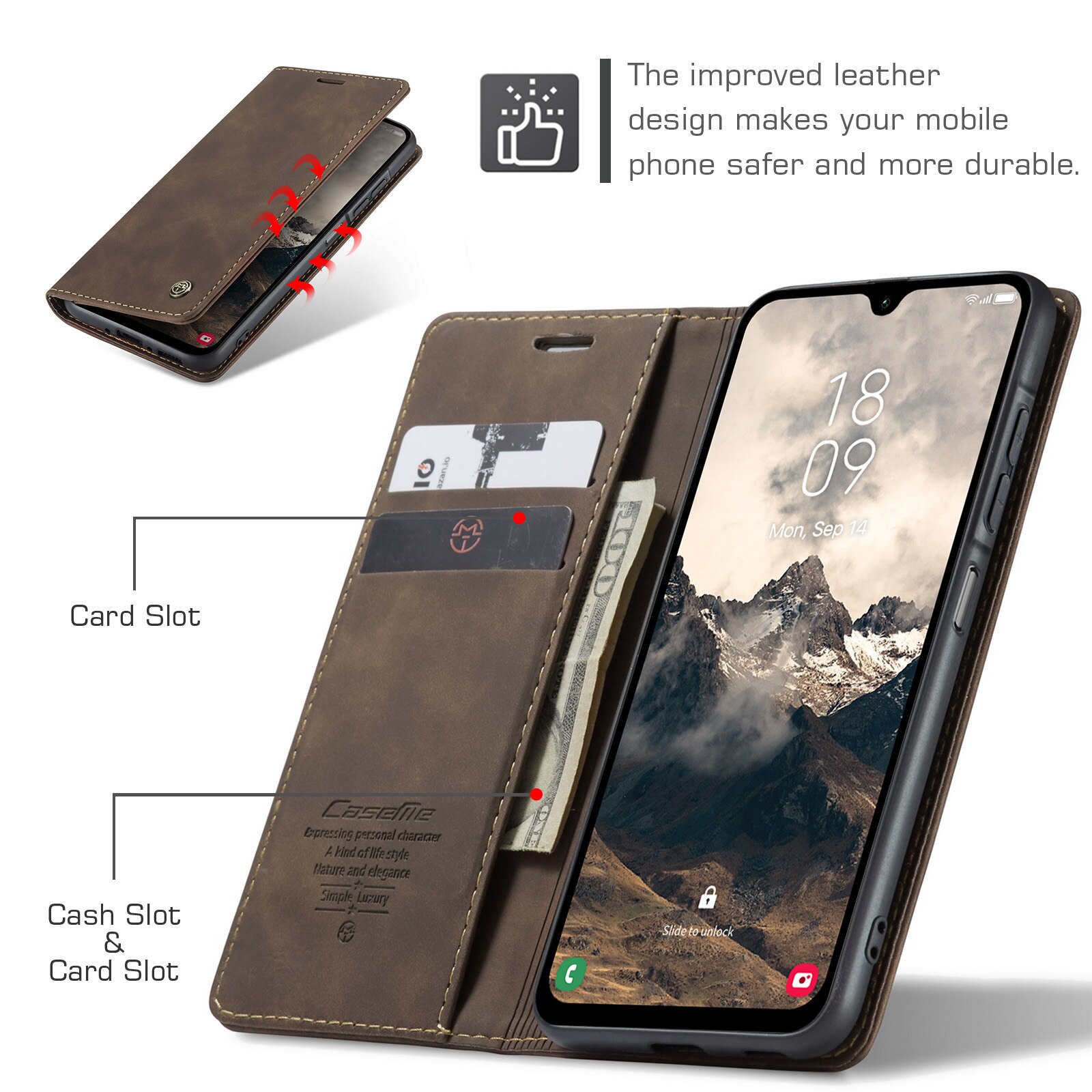 Slim Lommebokveske Samsung Galaxy A17 Brun