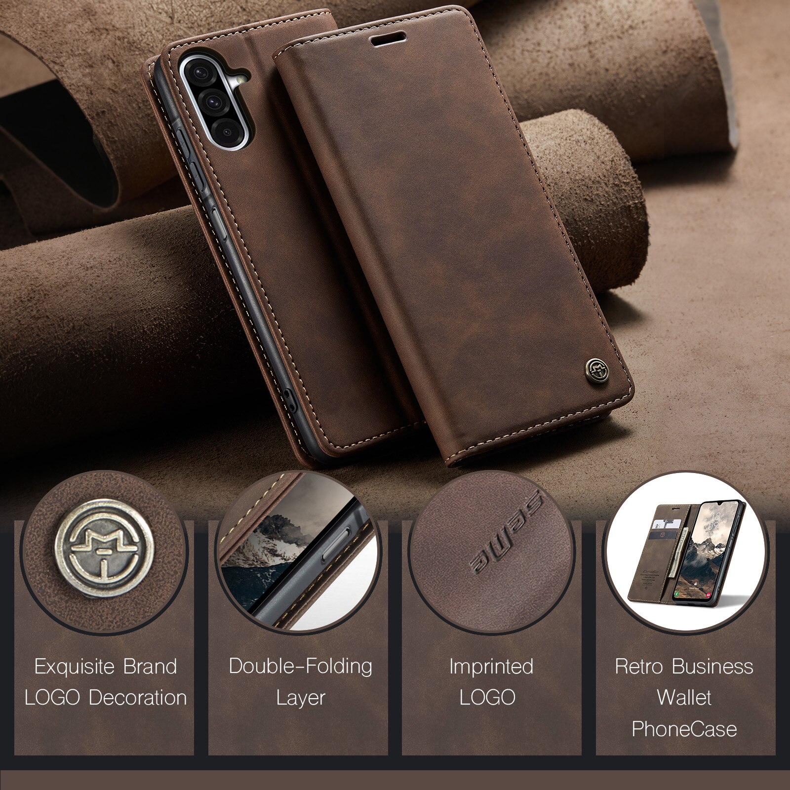 Slim Lommebokveske Samsung Galaxy A17 Brun