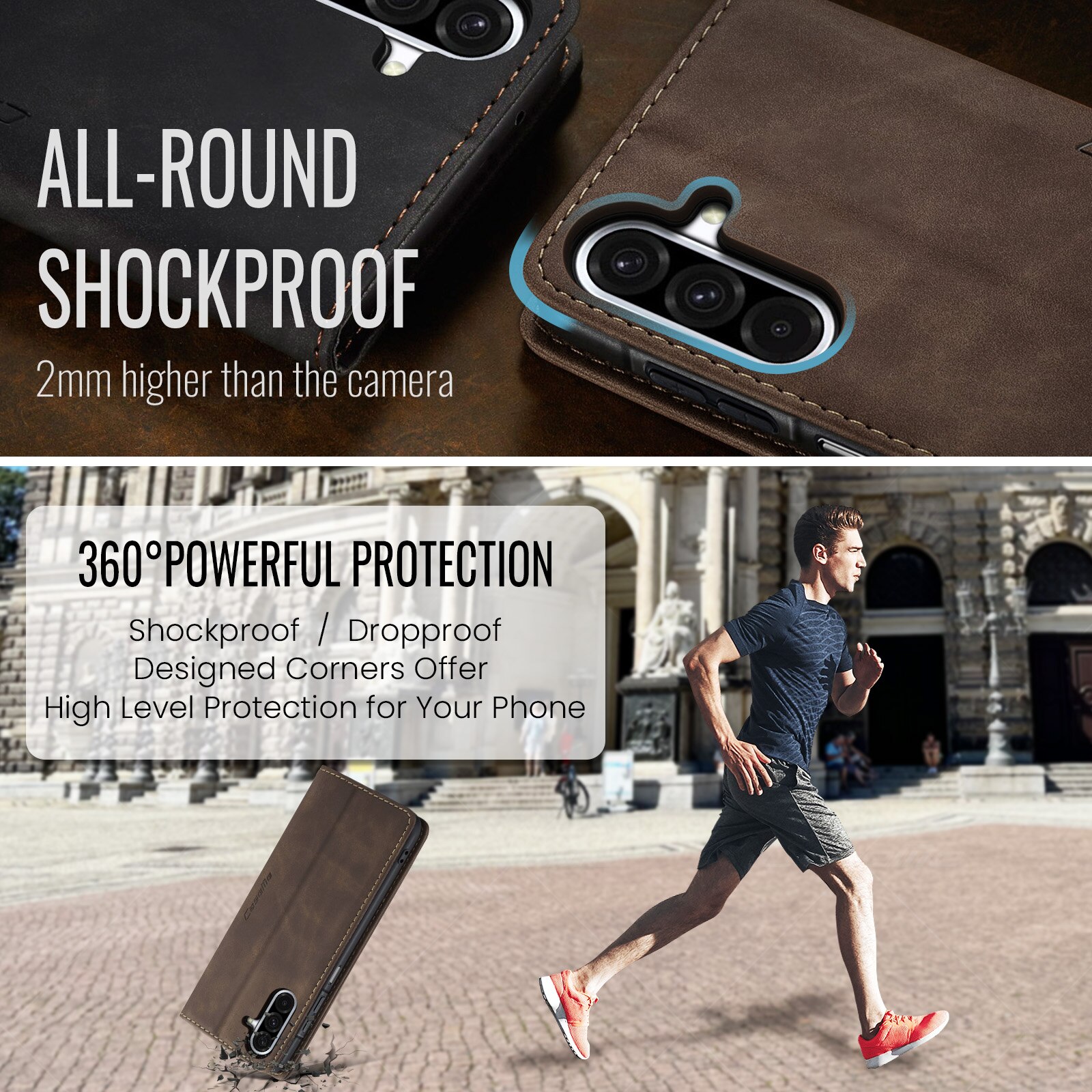 Slim Lommebokveske Samsung Galaxy A17 Brun