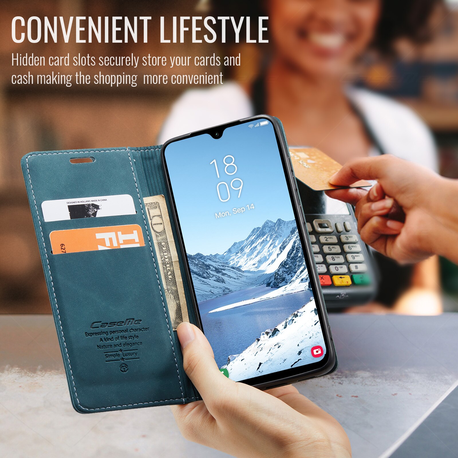 Slim Lommebokveske Samsung Galaxy A17 Blå